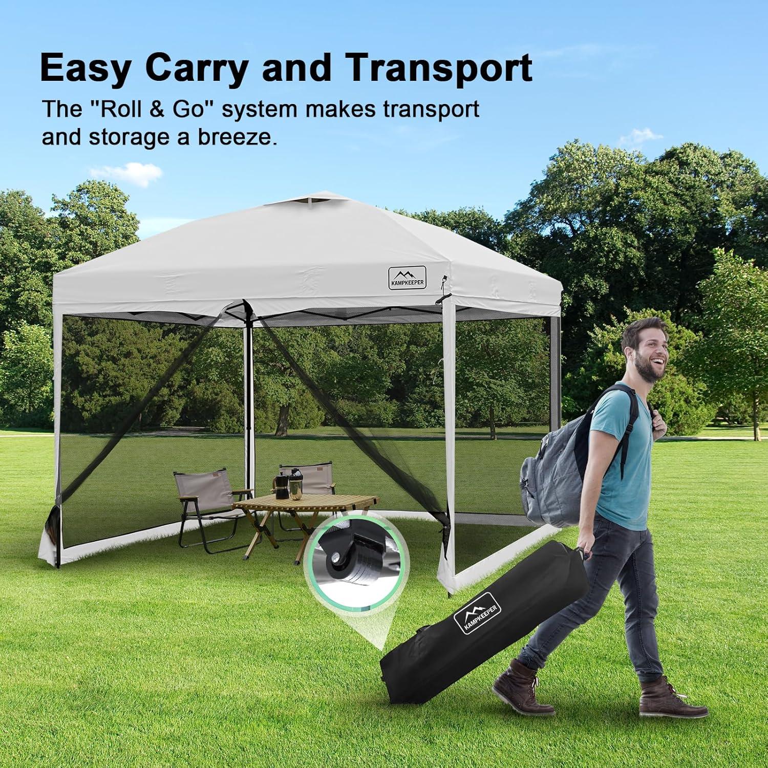 Carpa Pop Up KAMPKEEPER 3x3m con Mosquitera y 4 Sacos de Arena