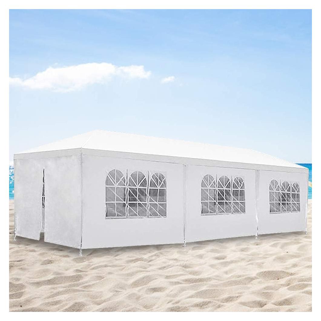 10'x30' Outdoor Canopy Party Wedding Tent,Sunshade Shelter,Outdoor Gazebo Pavilion with Removable Sidewalls Easy Set Gazebo BBQ Pavilion Canopy Cater Events (White/ 8 Removable Sidewalls)
