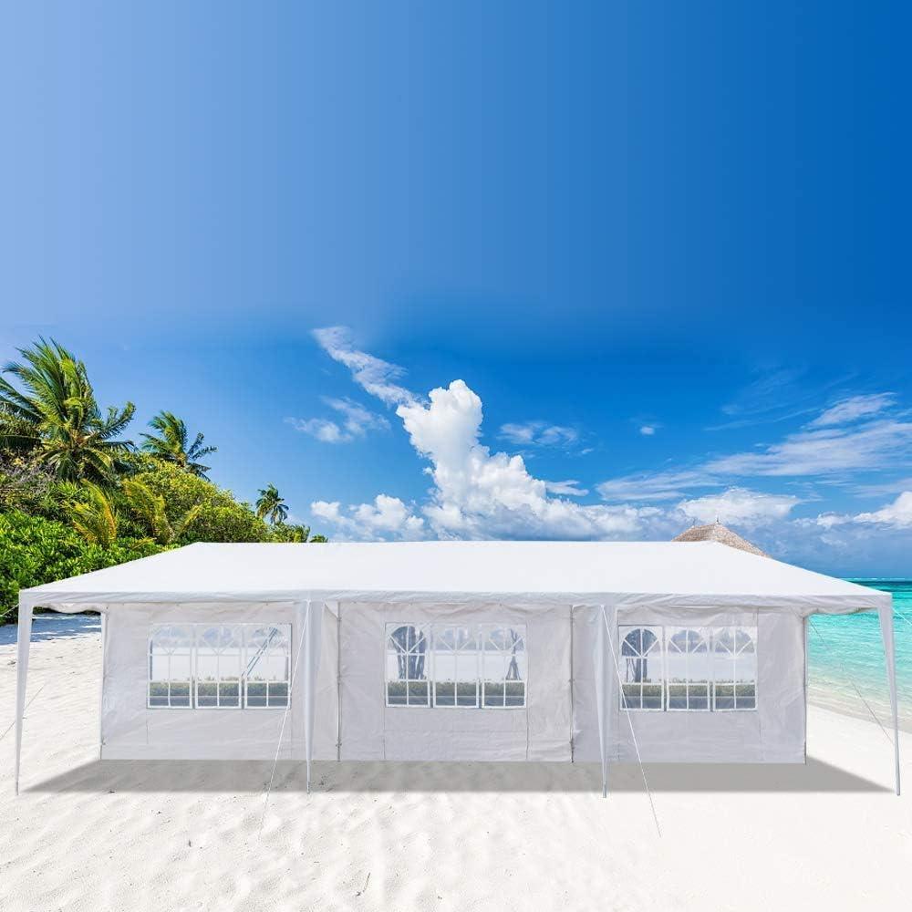 10'x30' Outdoor Canopy Party Wedding Tent,Sunshade Shelter,Outdoor Gazebo Pavilion with Removable Sidewalls Easy Set Gazebo BBQ Pavilion Canopy Cater Events (White/ 8 Removable Sidewalls)