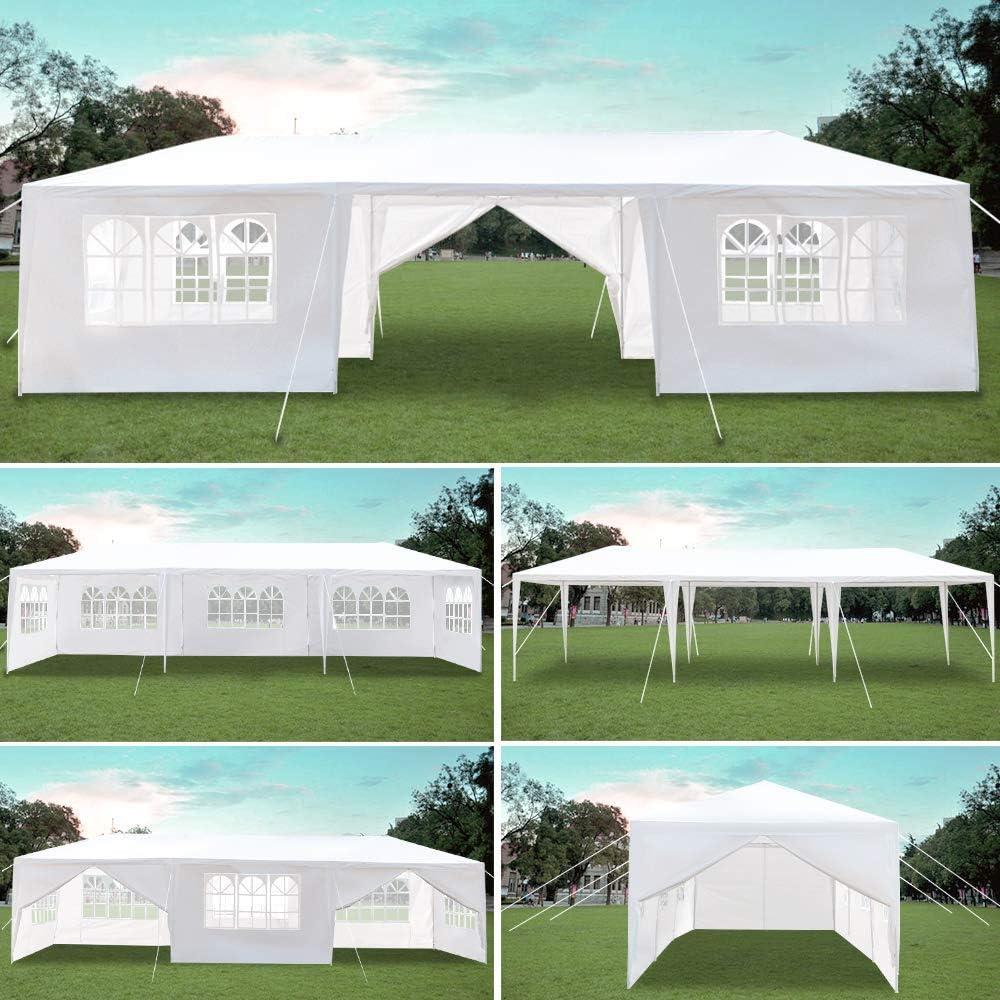 10'x30' Outdoor Canopy Party Wedding Tent,Sunshade Shelter,Outdoor Gazebo Pavilion with Removable Sidewalls Easy Set Gazebo BBQ Pavilion Canopy Cater Events (White/ 8 Removable Sidewalls)
