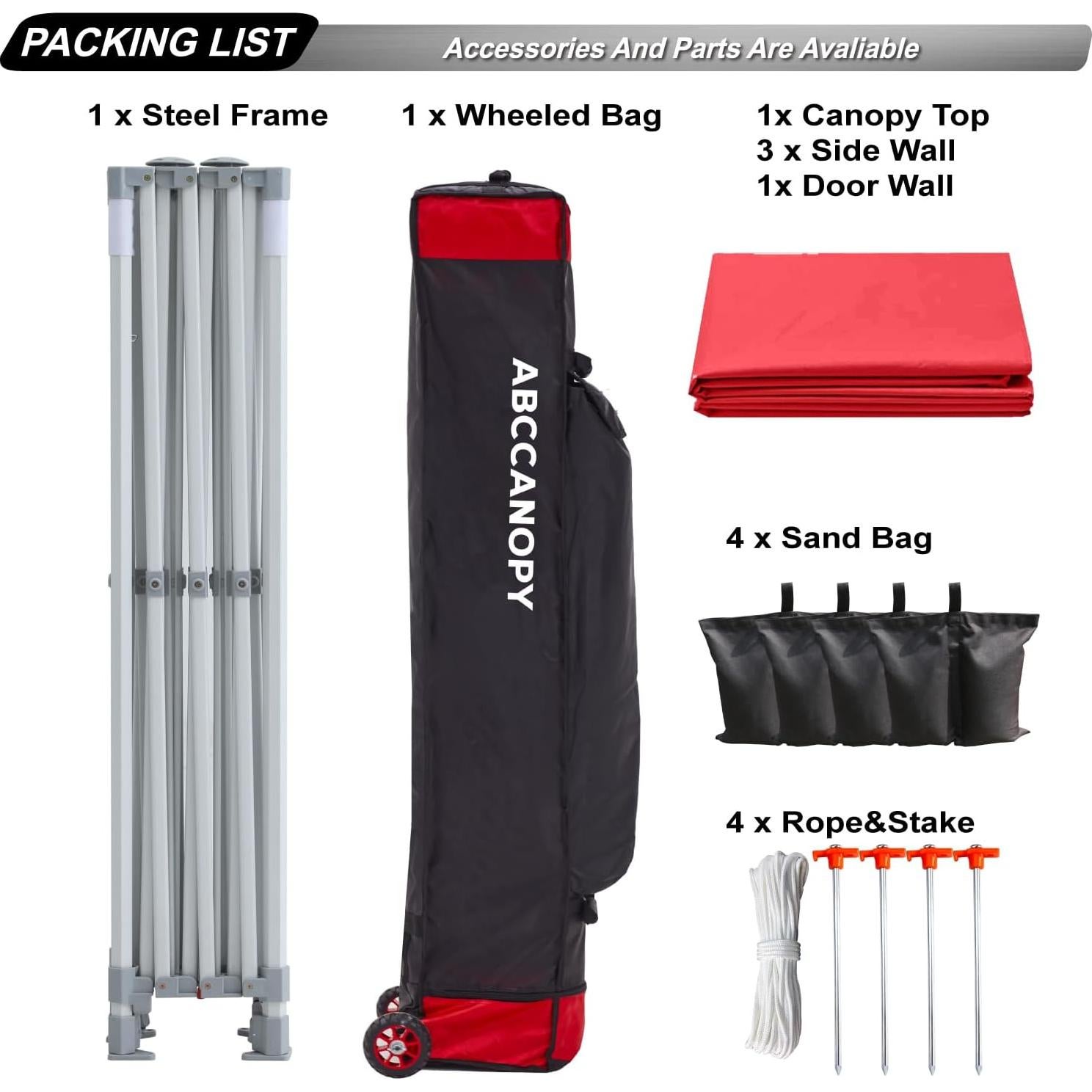 ABCCANOPY Premium Canopy Tent Commercial Instant Shade 10x15 Premium-Series, Red