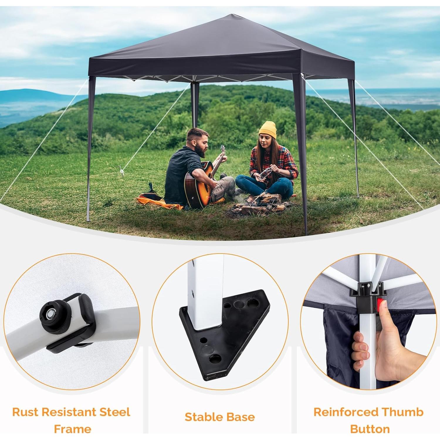 Carpa Plegable VINGLI 3.05x3.05m Gris Resistente al Agua