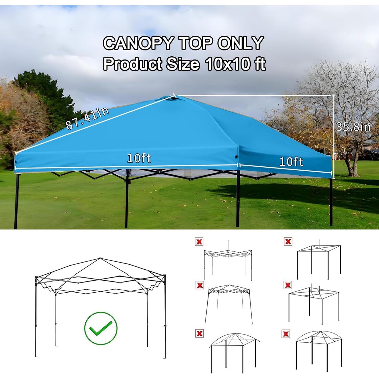 Techo de Carpa 10x10 ZONGTI Azul Cielo Impermeable y UV