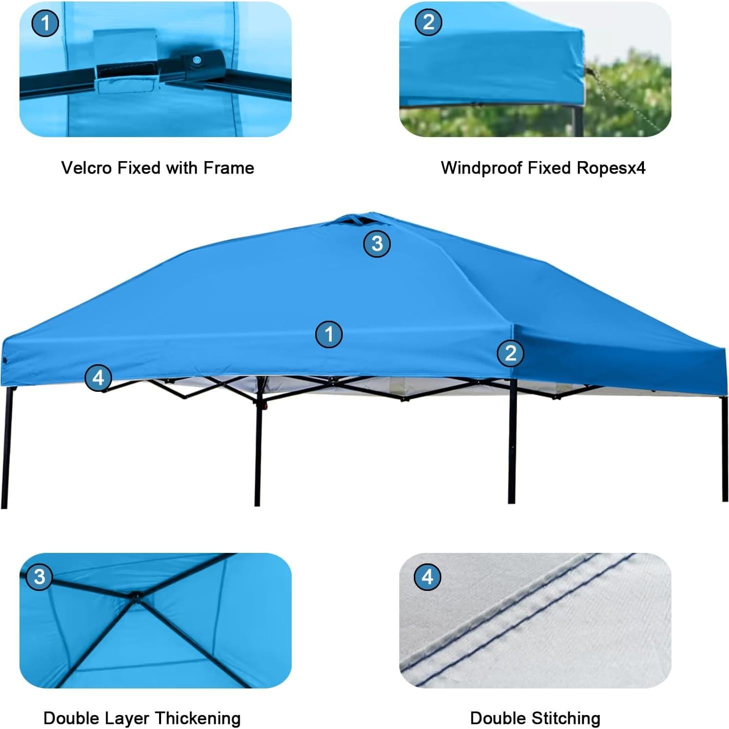 Techo de Carpa 10x10 ZONGTI Azul Cielo Impermeable y UV