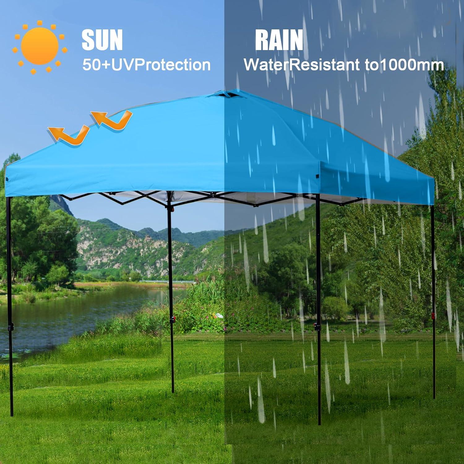 Techo de Carpa 10x10 ZONGTI Azul Cielo Impermeable y UV