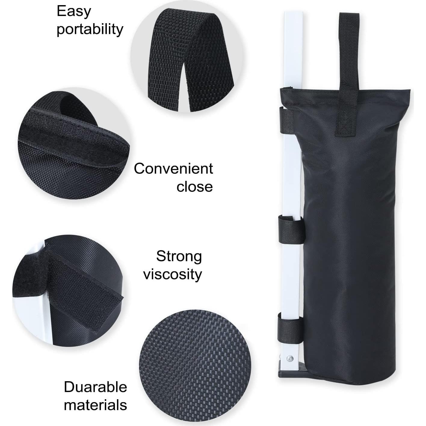 Bolsa de Arena COOSHADE para Carpa - Paquete de 4, 54.43 kg, Negro