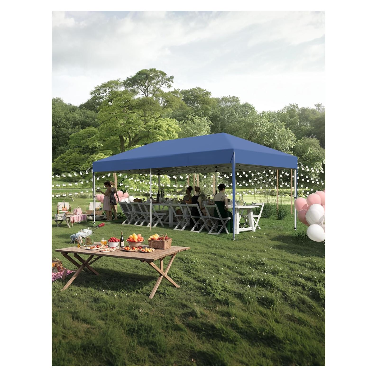 10'x 20' Pop Up Canopy Tent for Parties, Heavy Duty Commercial Canopy Tent Outdoor Vendor Party Tent Waterproof Gazebo Shelter for Patio Outdoor Party Events, Blue