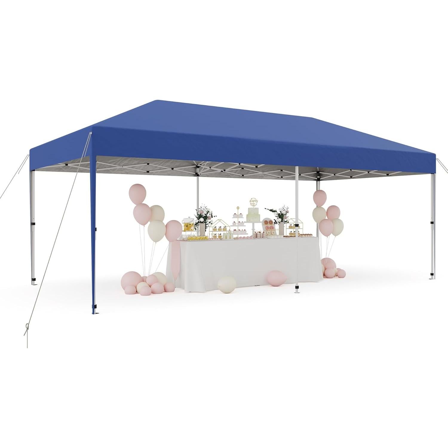 10'x 20' Pop Up Canopy Tent for Parties, Heavy Duty Commercial Canopy Tent Outdoor Vendor Party Tent Waterproof Gazebo Shelter for Patio Outdoor Party Events, Blue