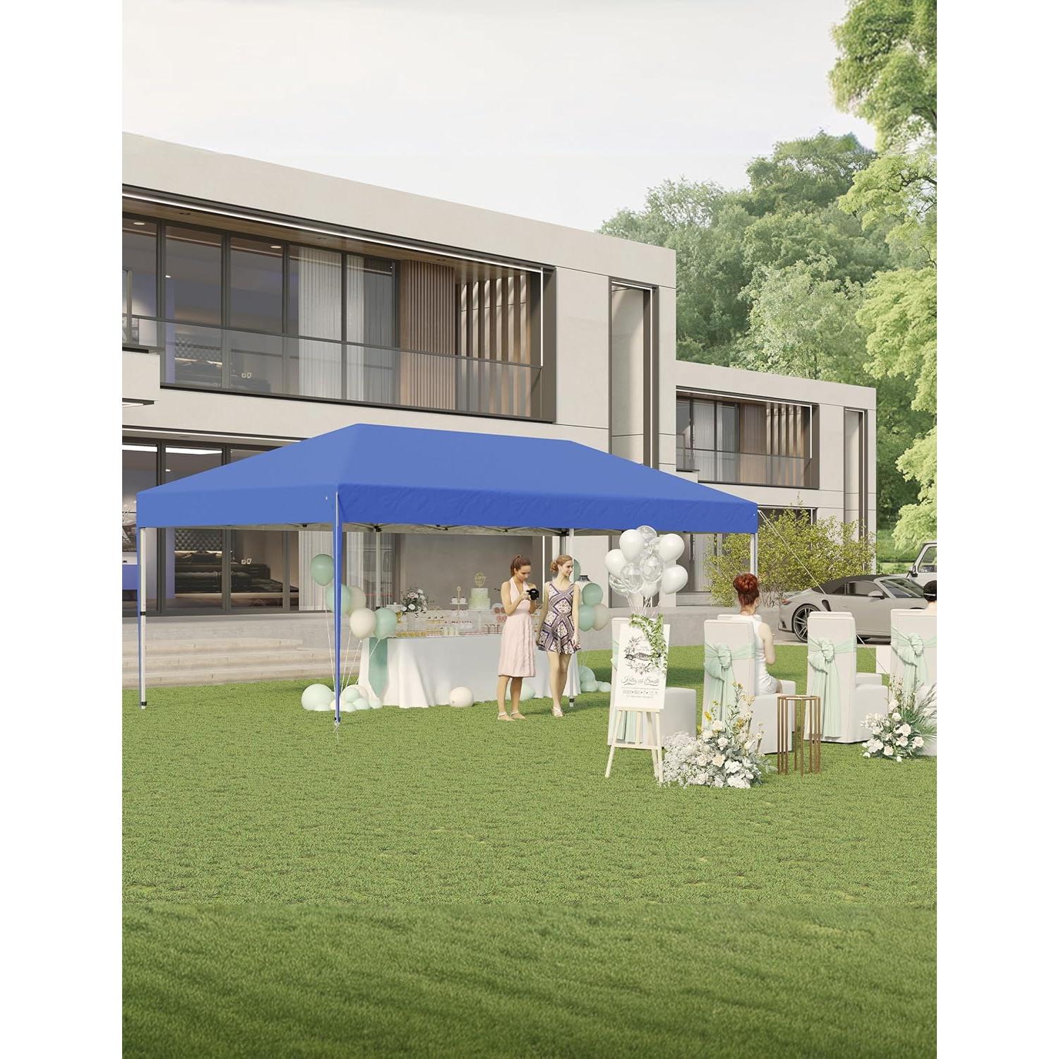 10'x 20' Pop Up Canopy Tent for Parties, Heavy Duty Commercial Canopy Tent Outdoor Vendor Party Tent Waterproof Gazebo Shelter for Patio Outdoor Party Events, Blue