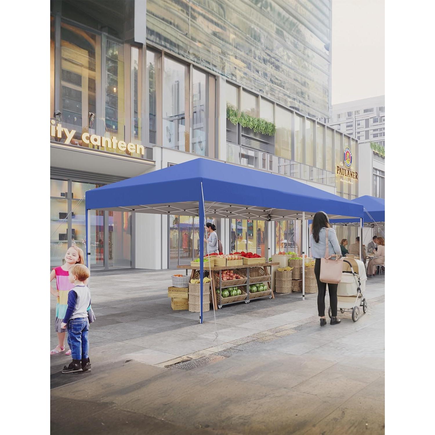 10'x 20' Pop Up Canopy Tent for Parties, Heavy Duty Commercial Canopy Tent Outdoor Vendor Party Tent Waterproof Gazebo Shelter for Patio Outdoor Party Events, Blue