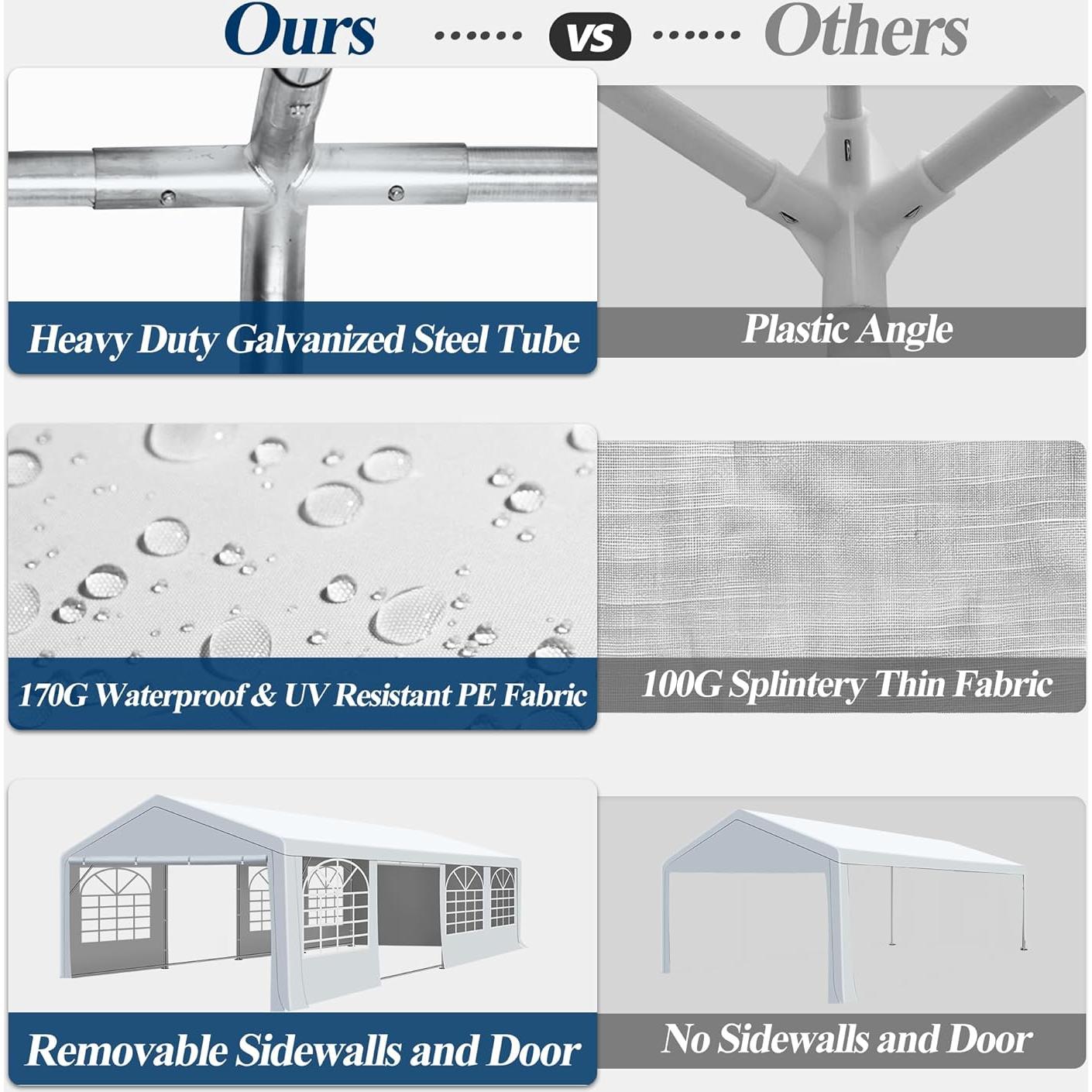 COVERONICS 20'x30' Outdoor Party Tent, Heavy Duty Patio Event Tent Gazebo Canopy with 4 Sandbags & 2 Storage Bags, Perfect for Birthday Party, Wedding