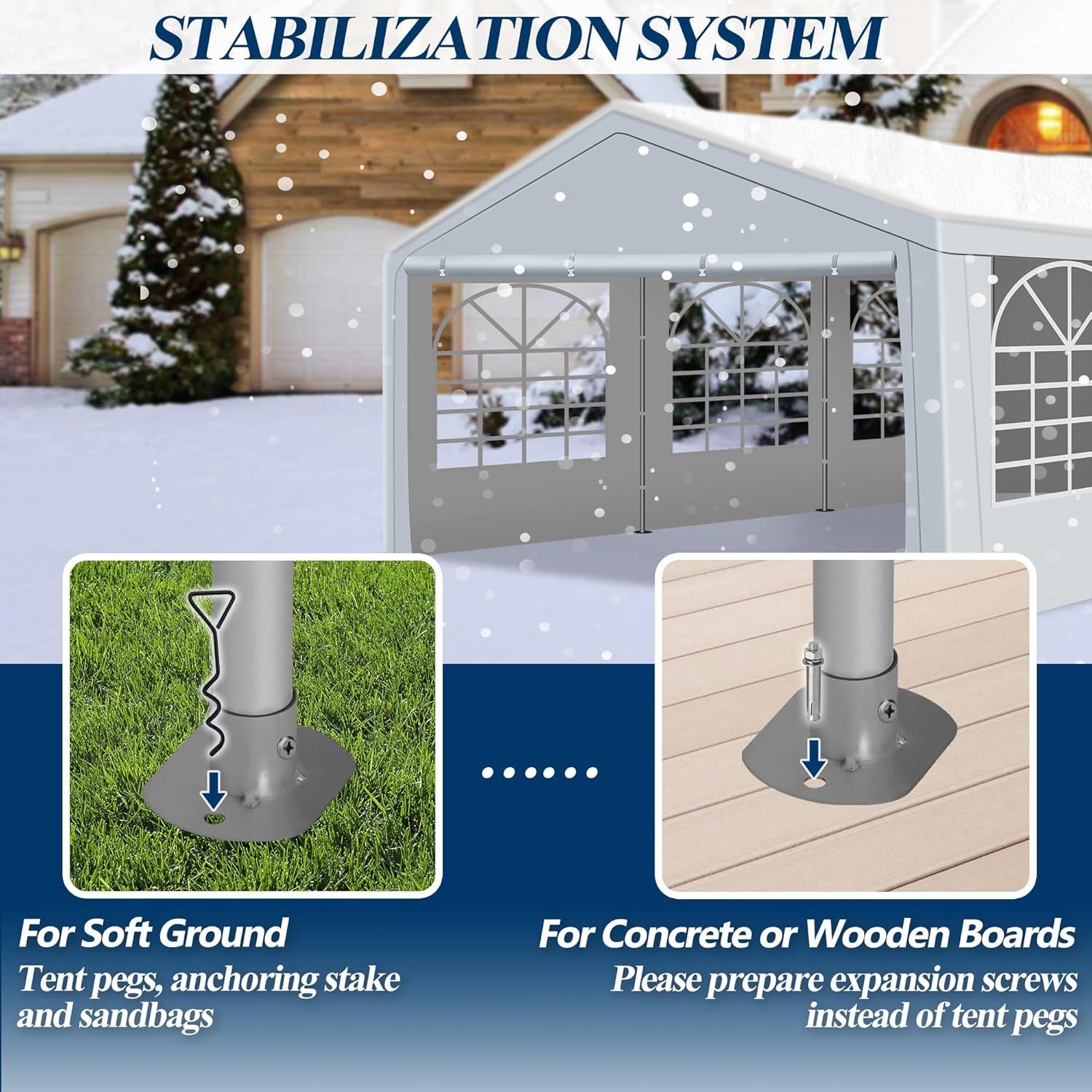 COVERONICS 20'x30' Outdoor Party Tent, Heavy Duty Patio Event Tent Gazebo Canopy with 4 Sandbags & 2 Storage Bags, Perfect for Birthday Party, Wedding