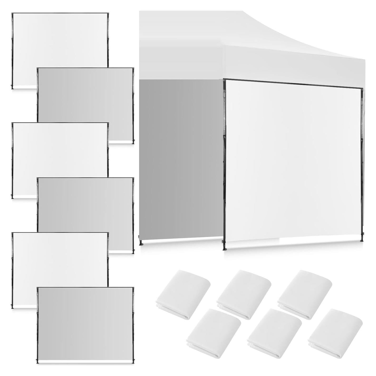 6 Pcs Instant Canopy Sidewalls for 10x10 Pop up Canopy Waterproof 99% UV Protection Tent Sidewalls with Silver Coating for Outdoor Camping, Tent Not Included(White)