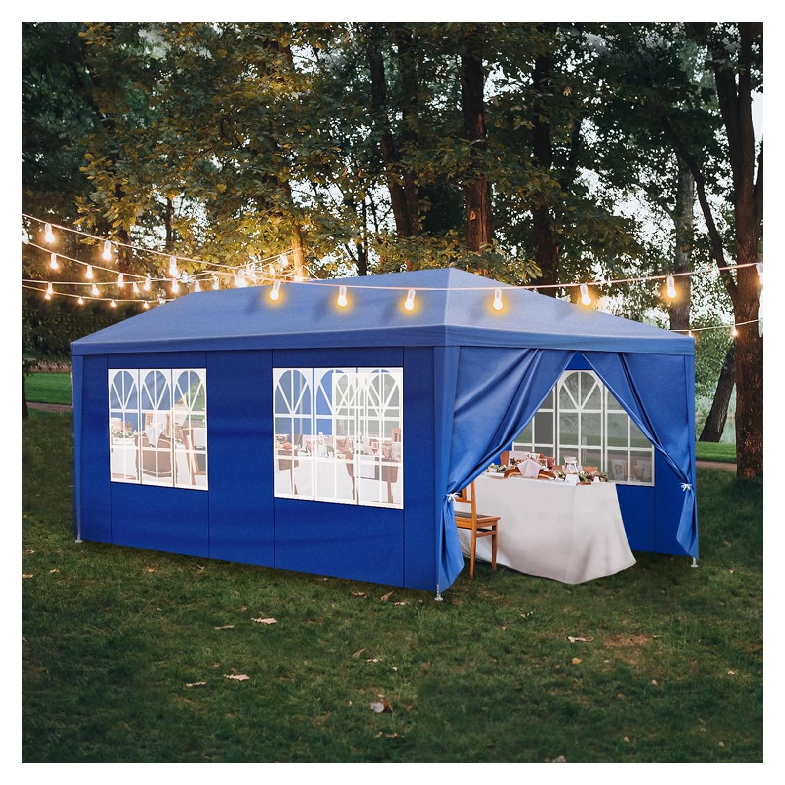 Party Tent, Tents for Parties, Outdoor Gazebo Wedding Patio Camping Carport Canopy Shade Canopy with Removable Sidewalls, Outside Event Tent for Garden, Backyard (10'x20' Six Sides Blue)