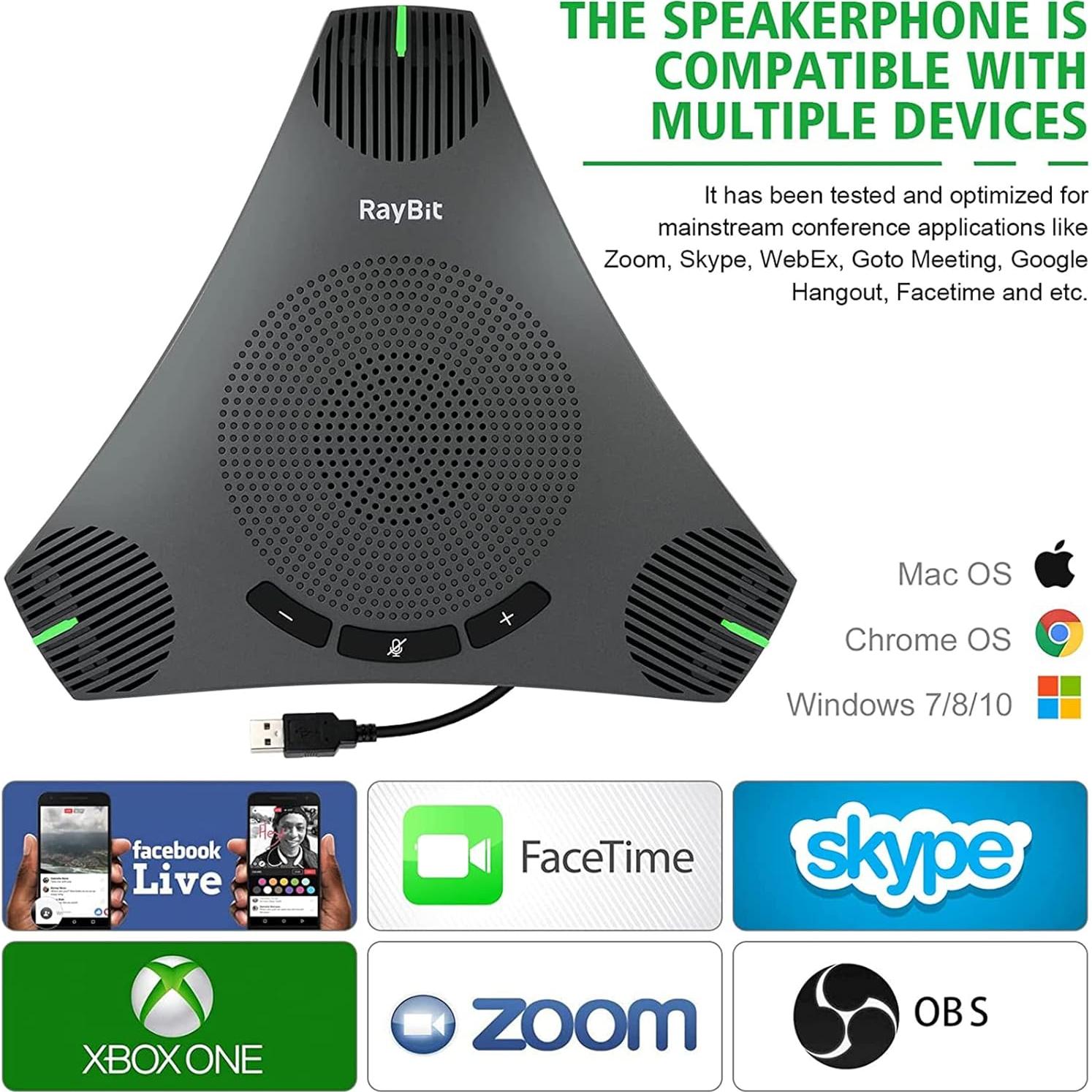 Altavoz USB RayBit PODmini - Micrófono 360° para Conferencias