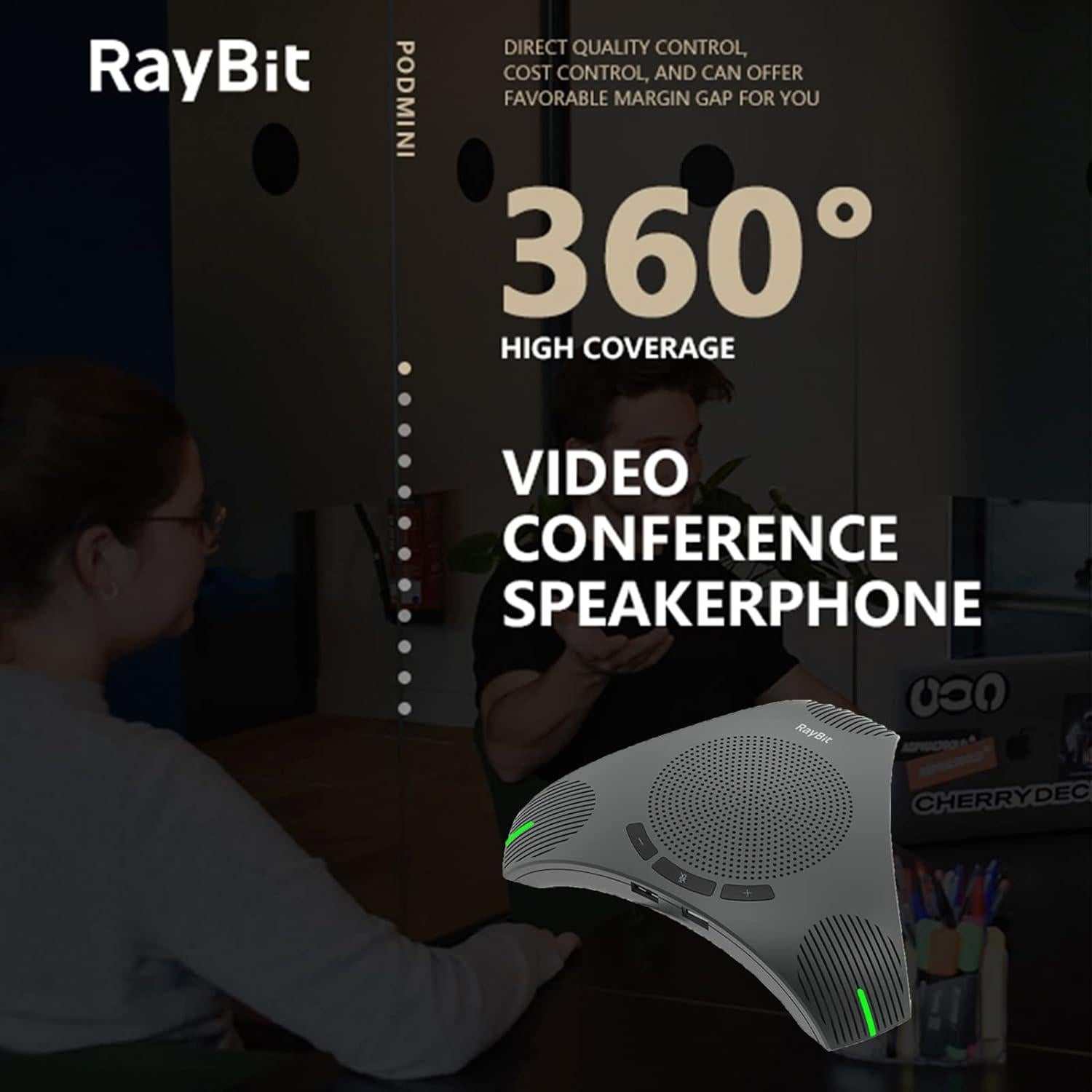 Altavoz USB RayBit PODmini - Micrófono 360° para Conferencias