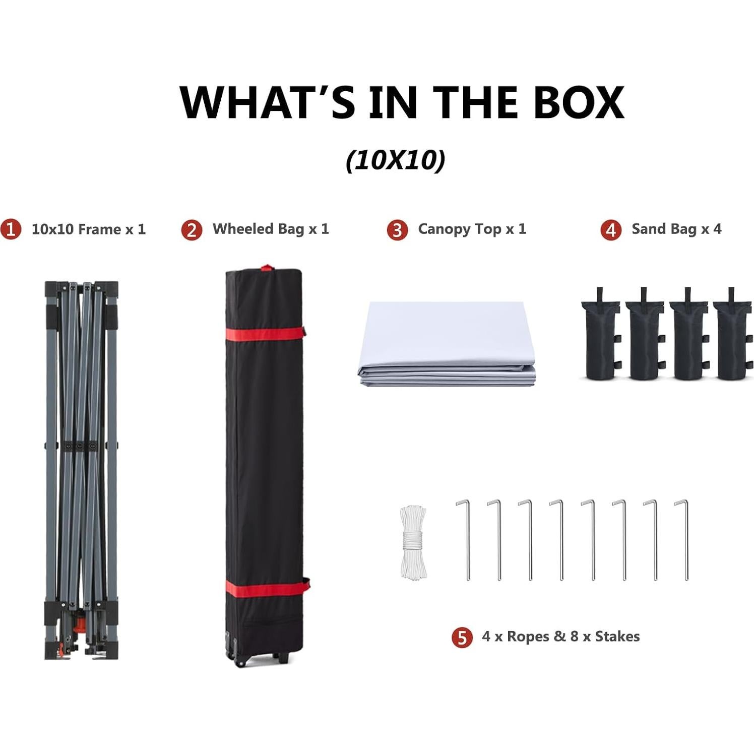 ABCCANOPY Durable Easy Pop up Canopy Tent 10x10, White