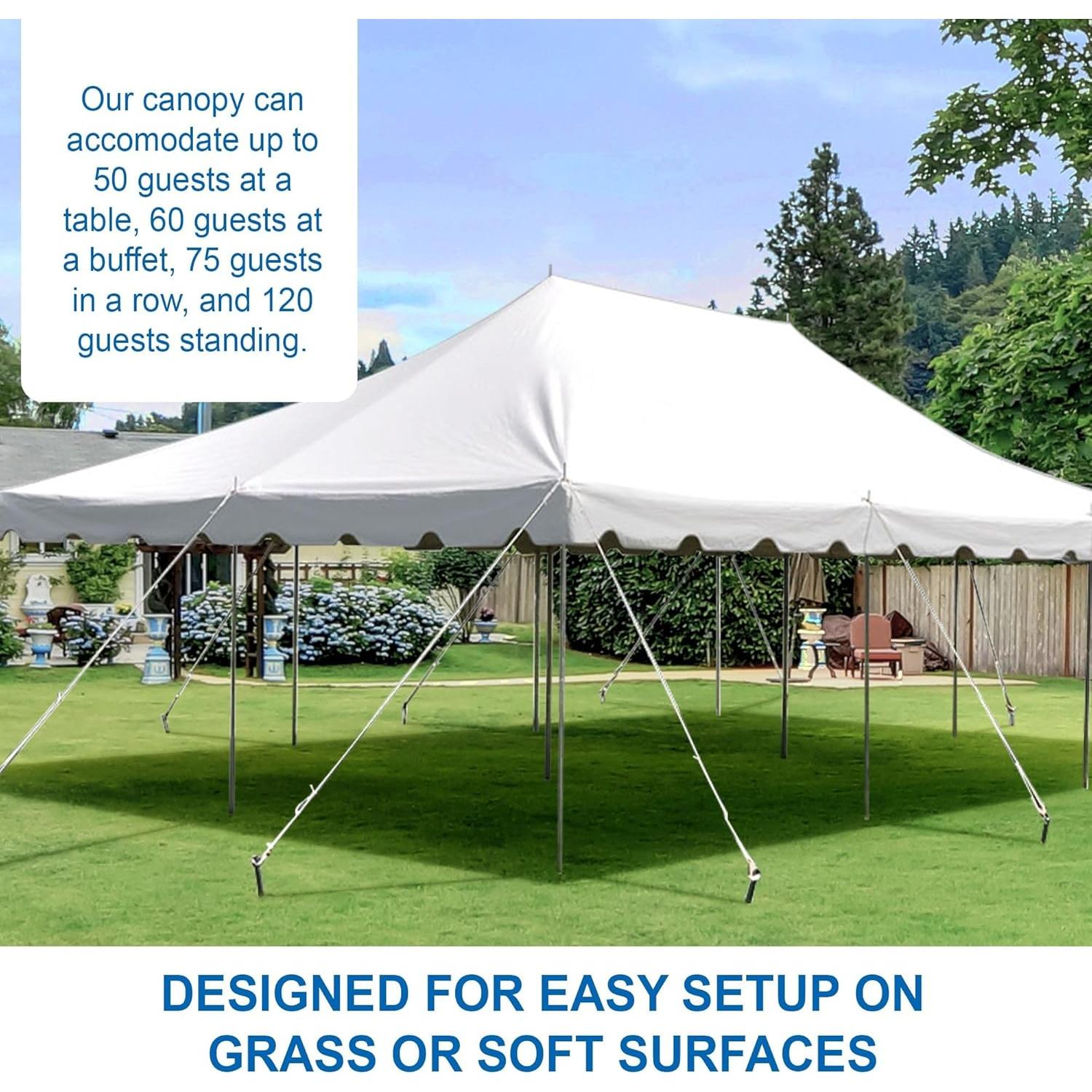Party Tents Direct 20' x 30' Weekender Canopy Tent with Sidewalls, Easy Up Party Tent for Backyard, Outdoor Tents for Parties, Weddings, Graduations, Banquets, Events, Heavy Duty, PVC White Top