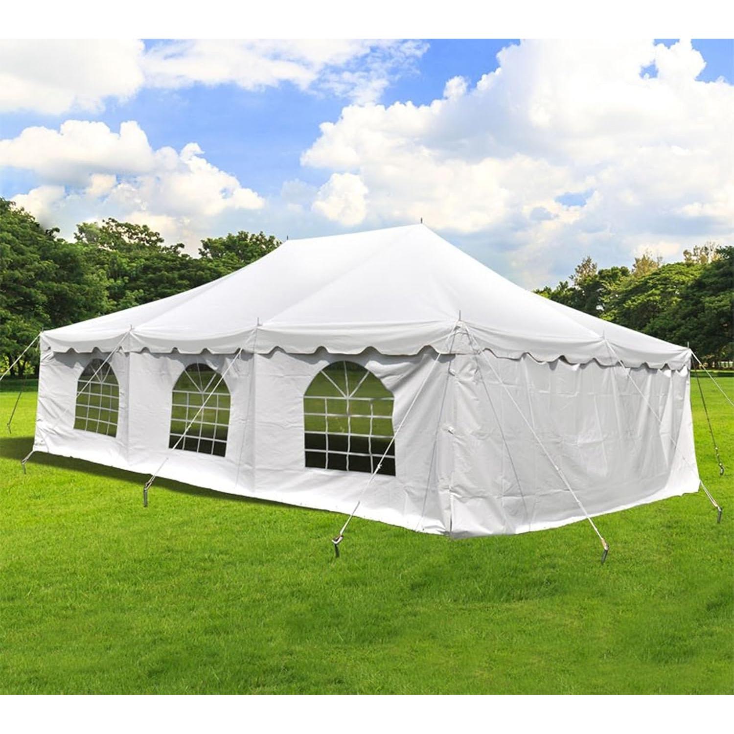Party Tents Direct 20' x 30' Weekender Canopy Tent with Sidewalls, Easy Up Party Tent for Backyard, Outdoor Tents for Parties, Weddings, Graduations, Banquets, Events, Heavy Duty, PVC White Top