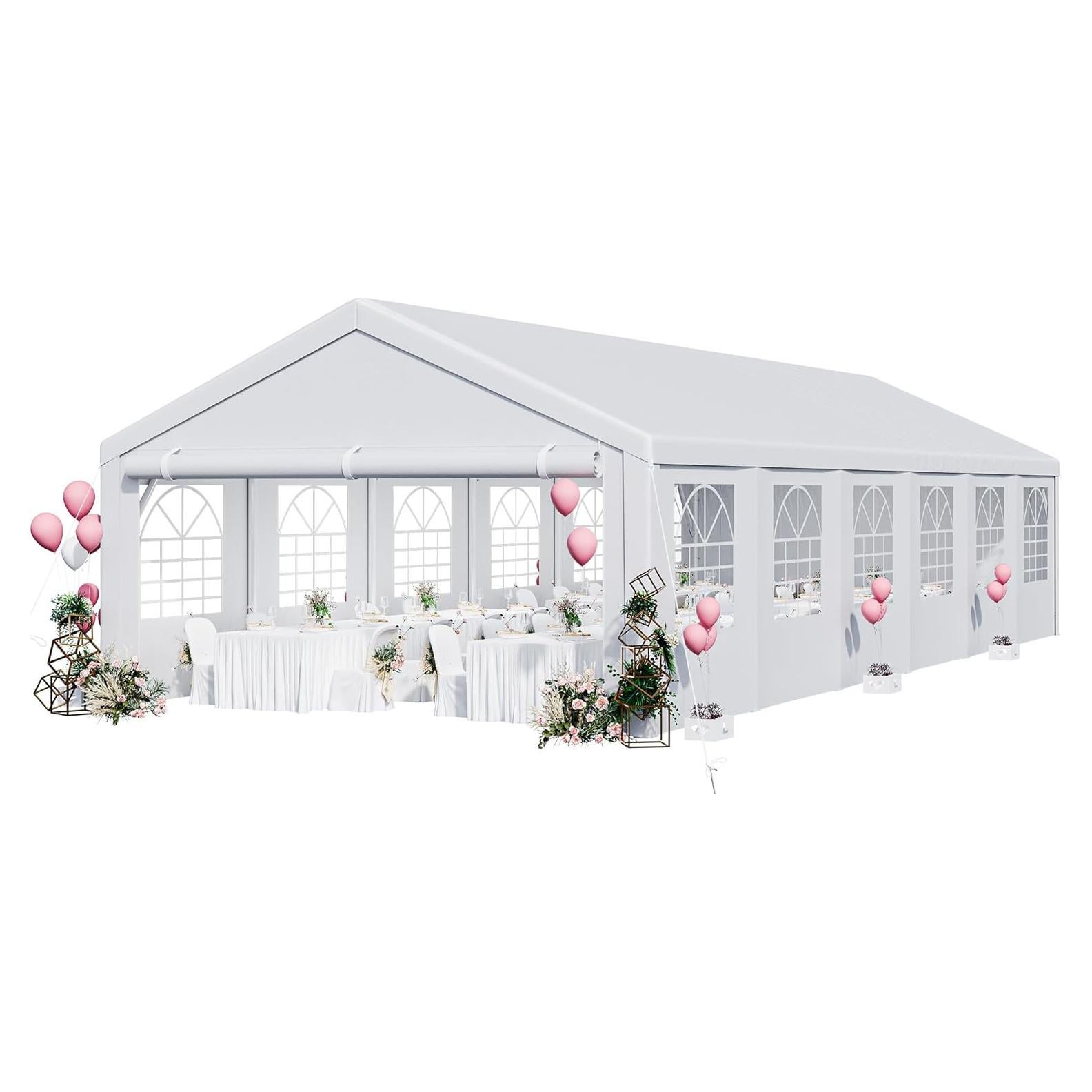 YITAHOME 20x40FT Party Tent Heavy Duty Wedding Tent Event Shelters Outdoor Canopy Upgraded Galvanized Steel Carport with Removable Sidewall Windows for Commercial and Parties (White)