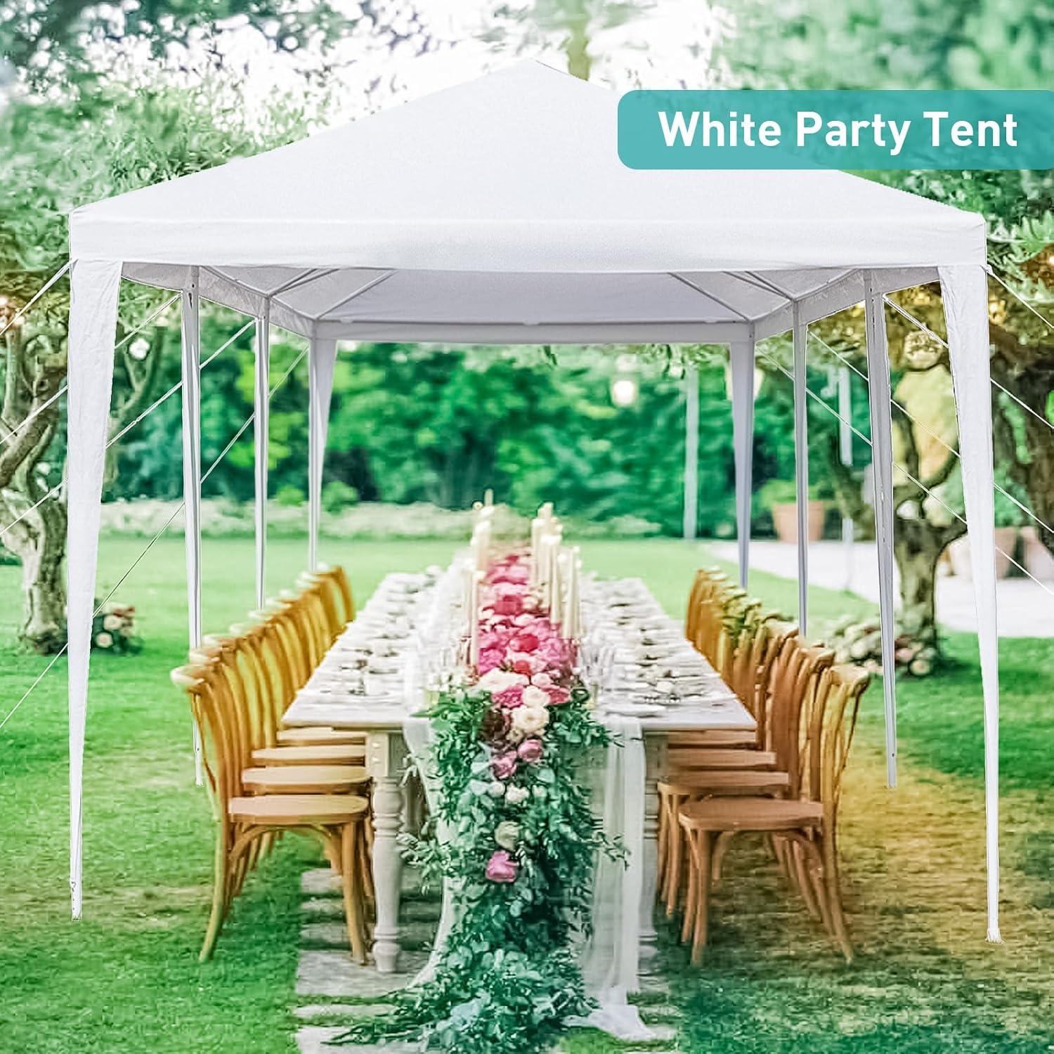 10x30 ft Party Tent, Outdoor Tents for Parties, Outside White Event Wedding Birthday Gazebo Tent with 8 Removable Sidewalls and Transparent Windows for Backyard, Patio, Garden