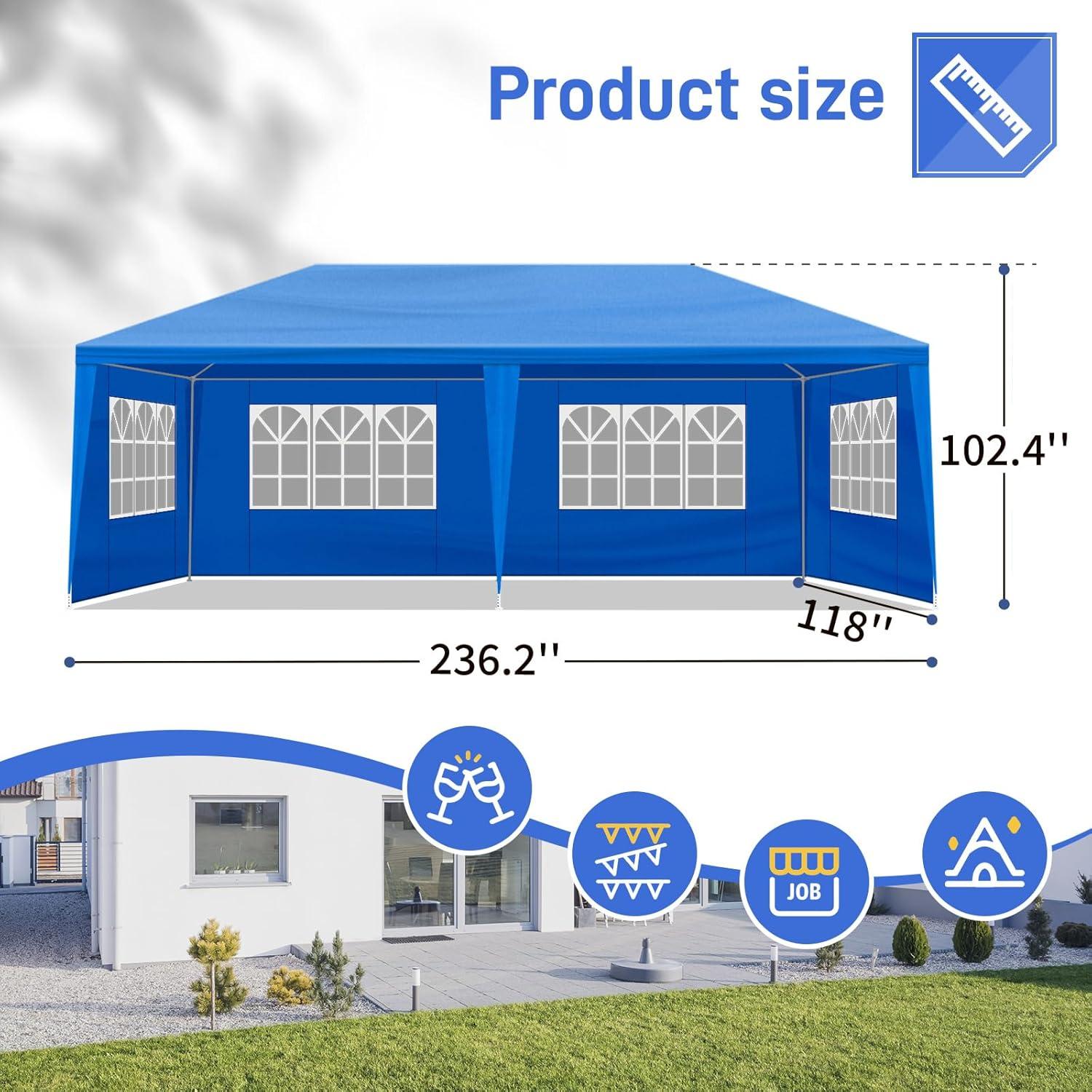 Carpa de Fiesta Vasitelan 10x6m Azul Impermeable para Eventos