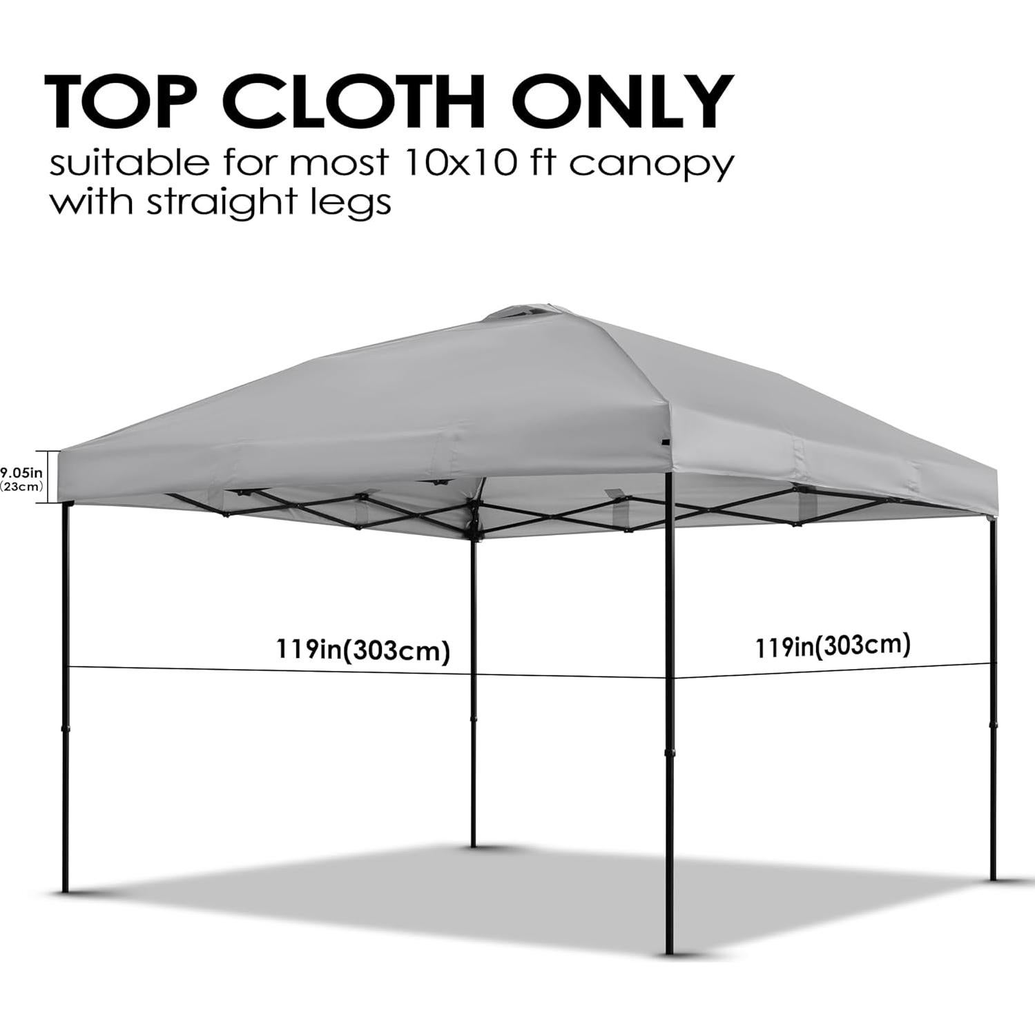 Cubierta Superior de Reemplazo Rinling 10x10ft Gris para Carpa