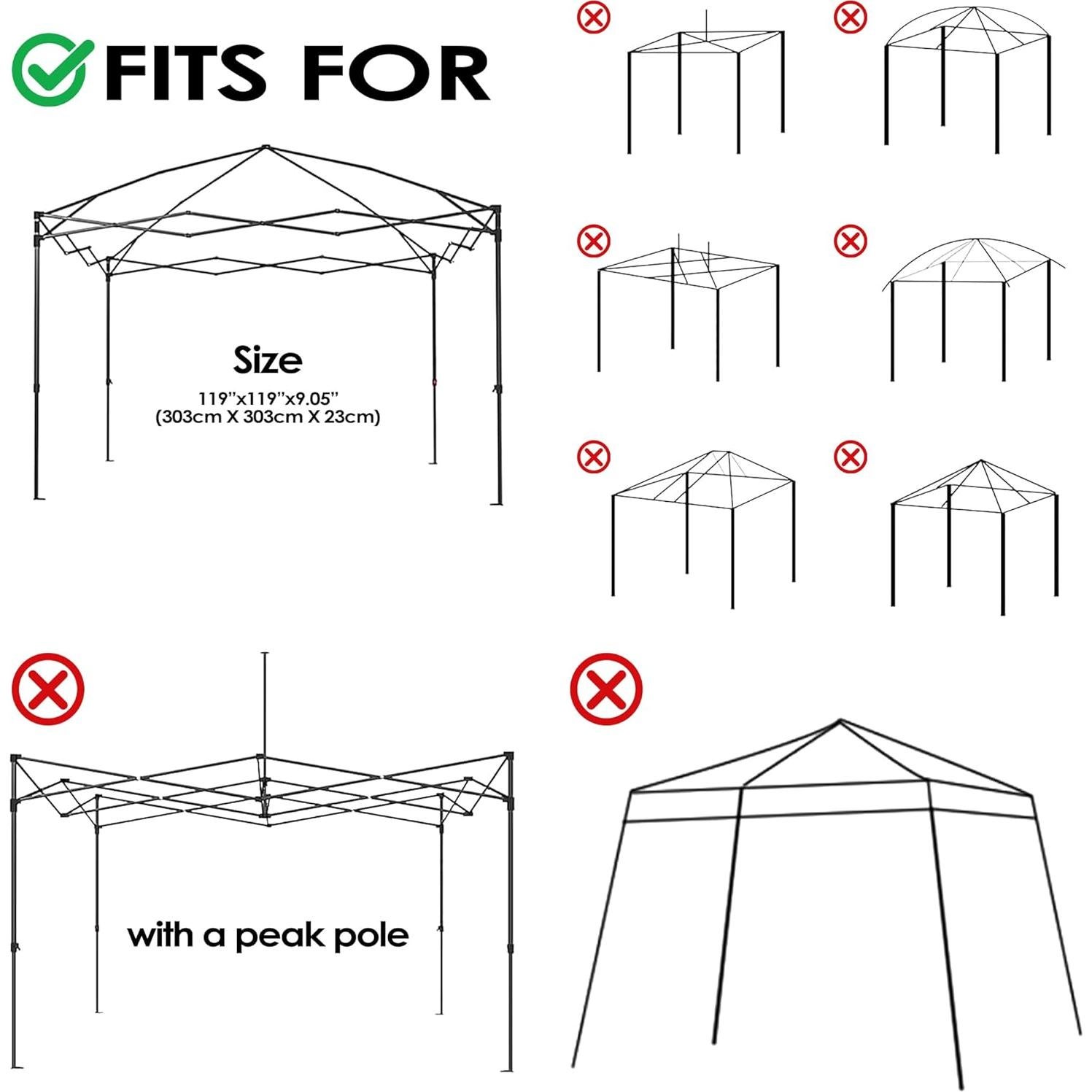 Cubierta Superior de Reemplazo Rinling 10x10ft Gris para Carpa