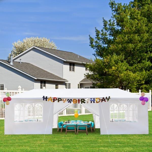 10'x30' Gazebo Outdoor Canopy Folding Garden Gazebo Party Garden Gazebo Canopy Party Tent Event Tent for Parties, Outdoor Tent, Wedding Tent Gazebo for Birthday Graduation Ceremony, White