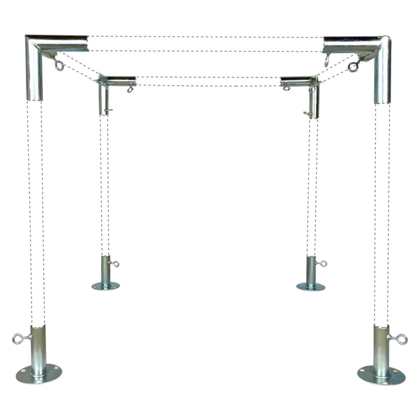 4-Leg Square Flat Top Booth Canopy and Event Tent EMT Pipe Fitting Set (Choose Size) (Connects 3/4" Pipes)
