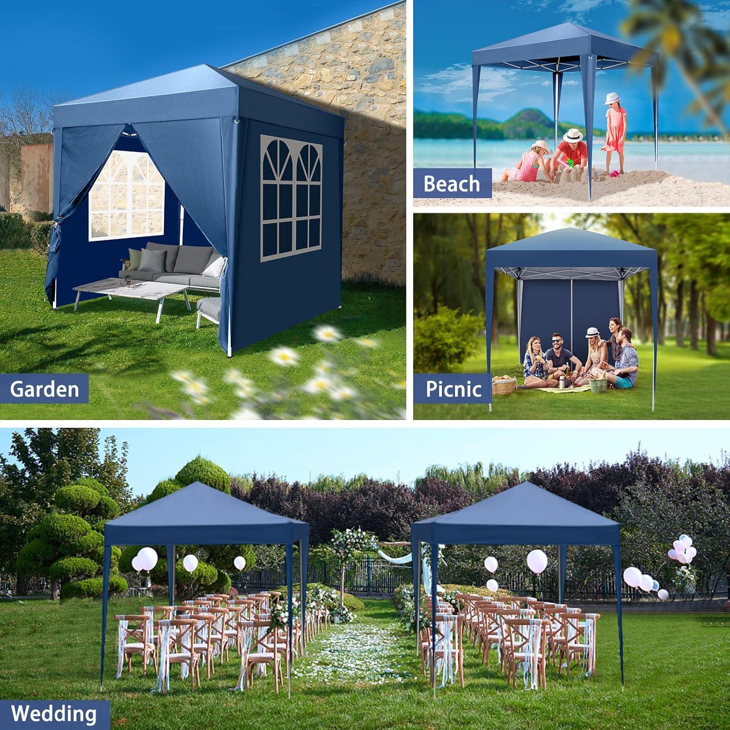 Tienda de Sombra Plegable Outvita 2x2m Azul con 4 Paredes