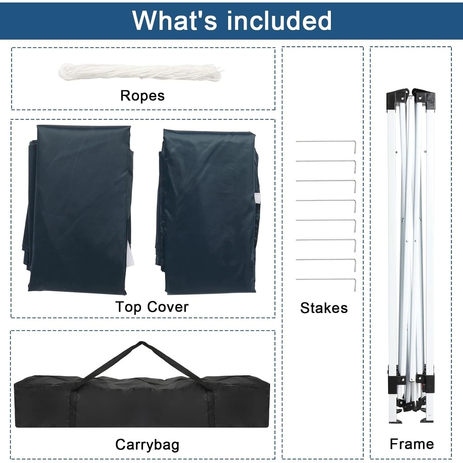 Tienda de Sombra Plegable Outvita 2x2m Azul con 4 Paredes