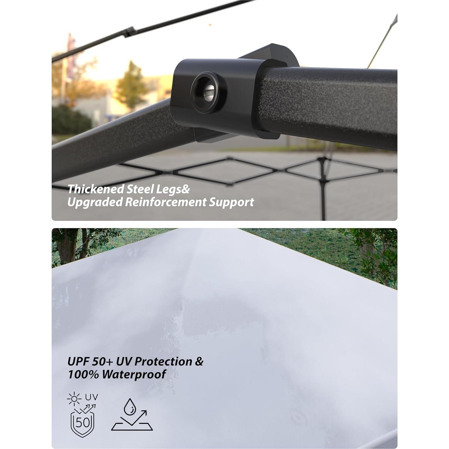 Carpa Plegable 3 Paredes Hipicute 10x10 ft Blanca Resistente