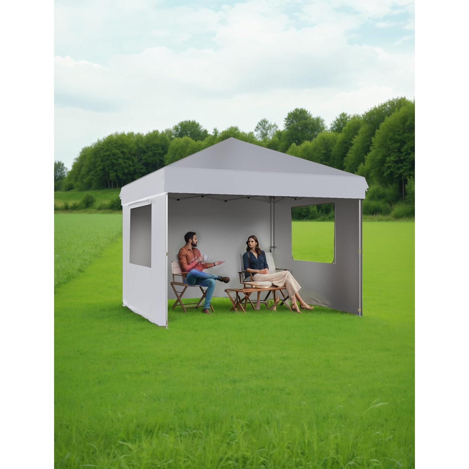 Carpa Plegable 3 Paredes Hipicute 10x10 ft Blanca Resistente