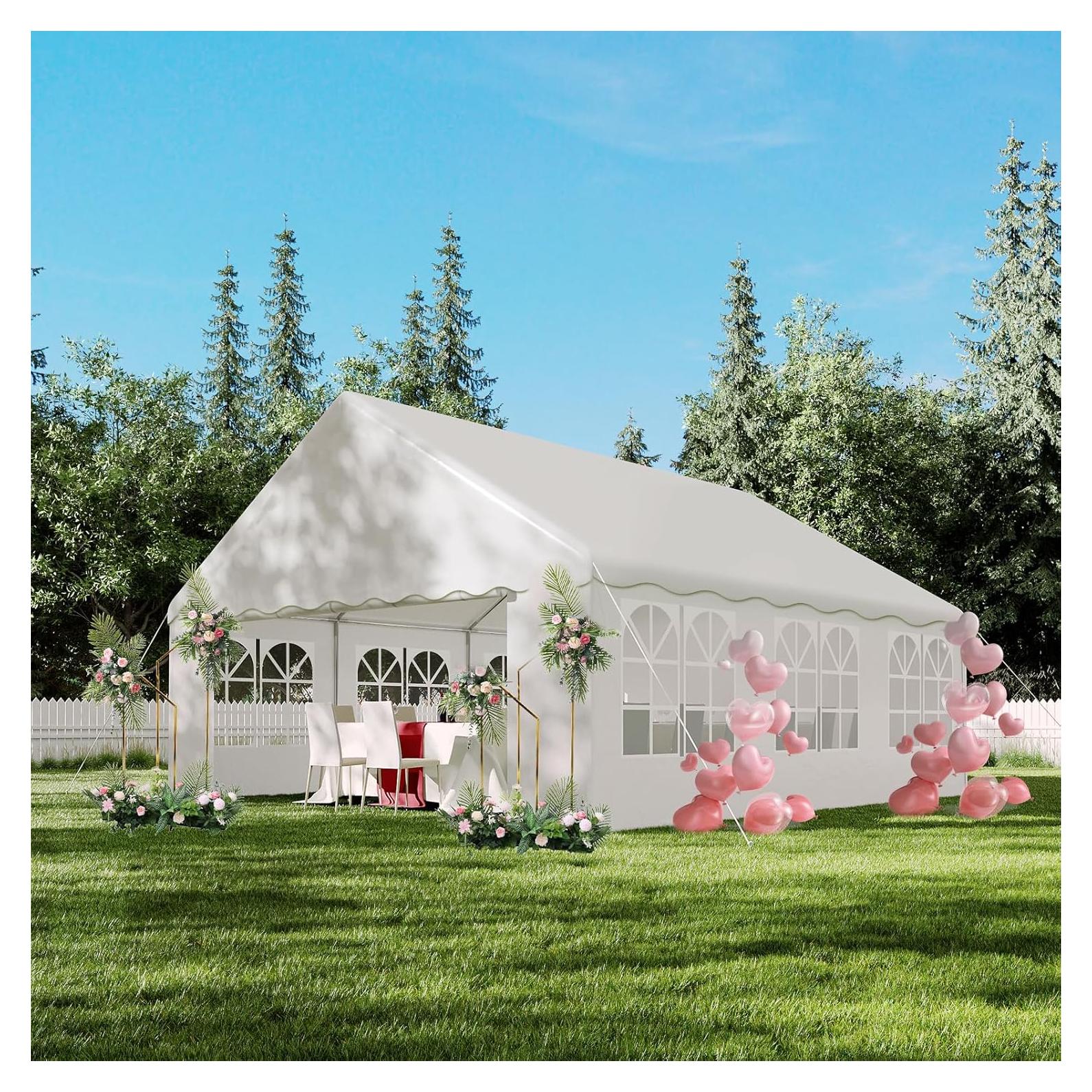 20'x20' Party Tent Heavy Duty Wedding Tent Event Shelter with Removable Sidewall Outdoor Gazebo Canopy for Birthday Party Wedding Event