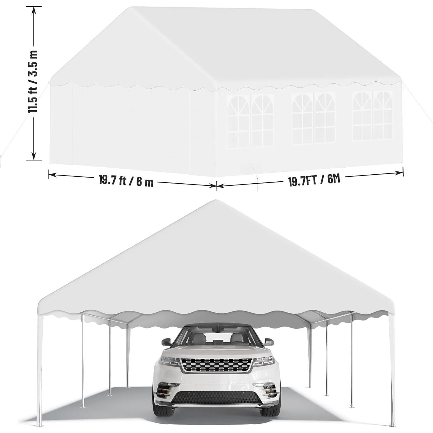 20'x20' Party Tent Heavy Duty Wedding Tent Event Shelter with Removable Sidewall Outdoor Gazebo Canopy for Birthday Party Wedding Event