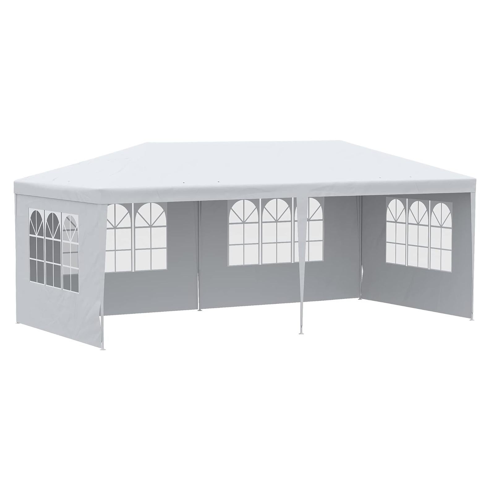 10' x 20' Large Party Tent, Events Shelter Canopy Gazebo with 4 Removable Side Walls, Shade Shelter for Weddings, White