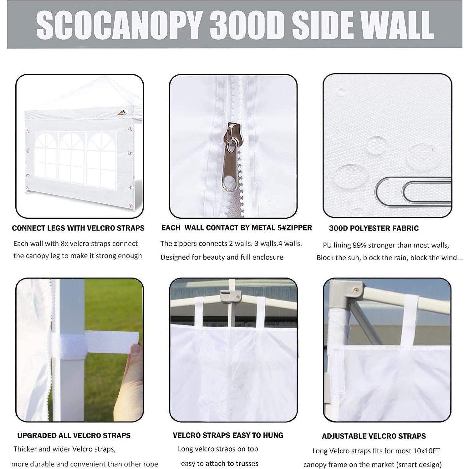 Pared Lateral Beige SCOCANOPY para Carpa 10x10, Paquete de 3