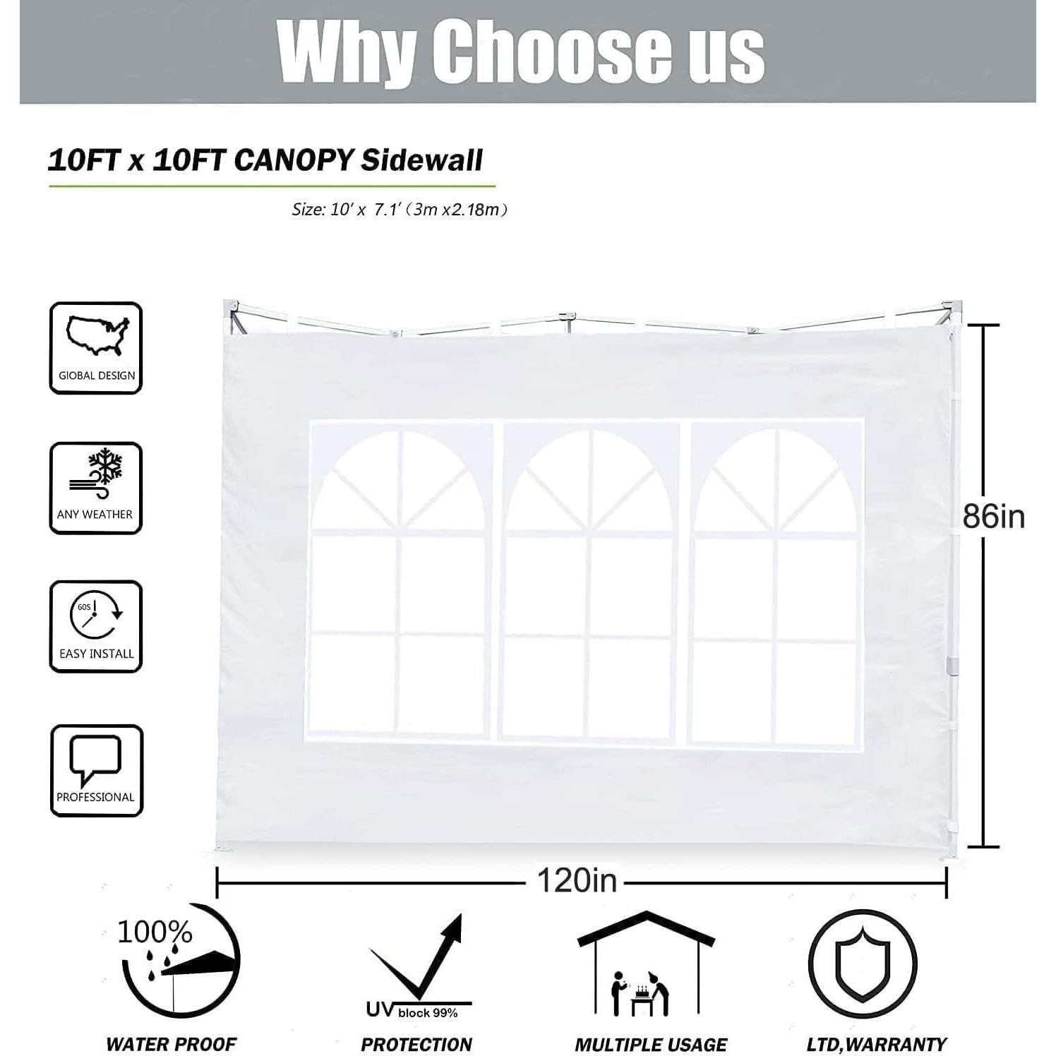 Pared Lateral Beige SCOCANOPY para Carpa 10x10, Paquete de 3