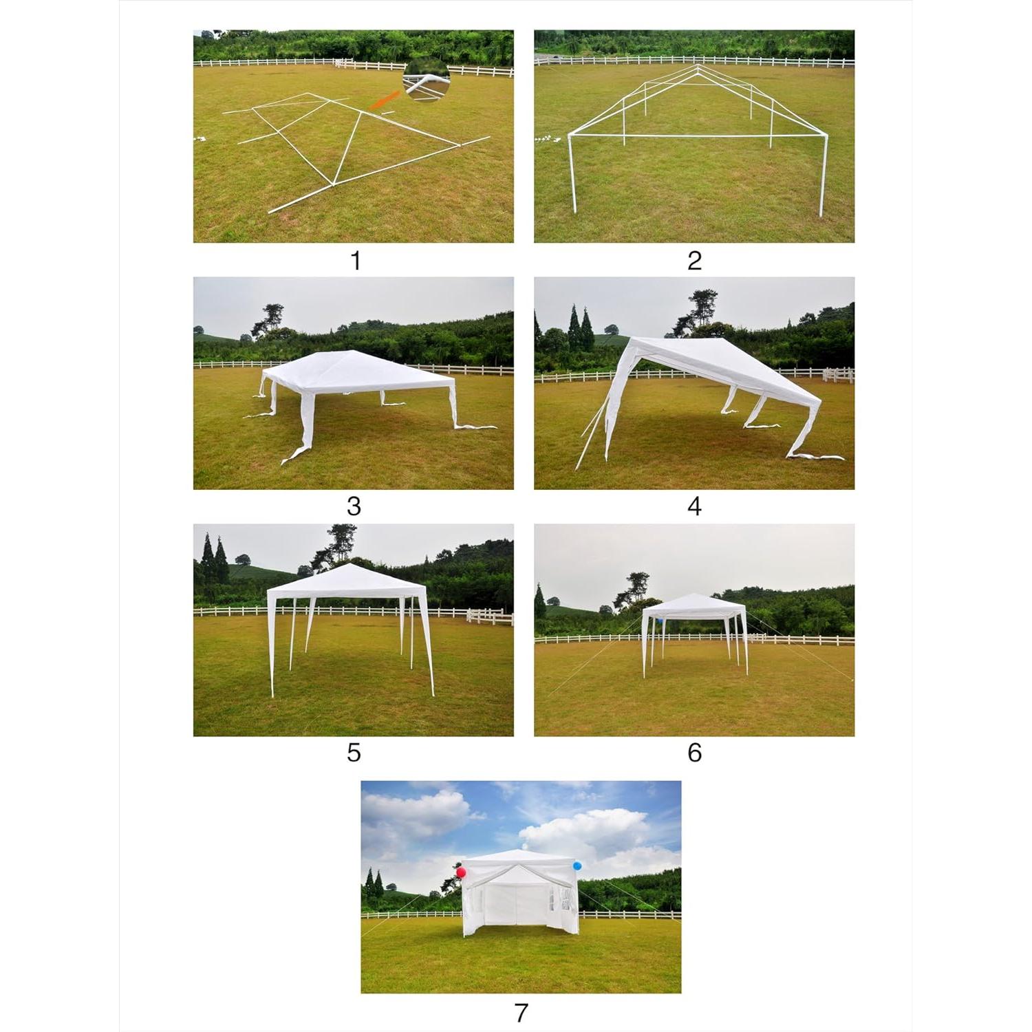 Carpa de Boda GOJOOASIS 3.05x6.1m Impermeable Blanca 4 Paredes