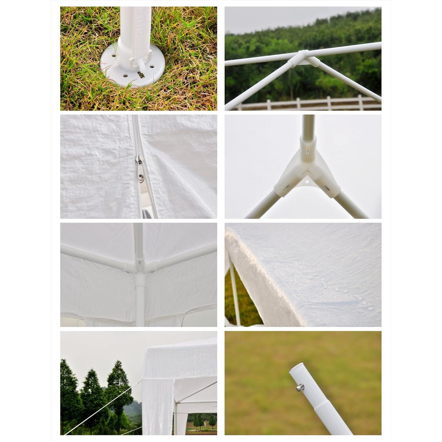 Carpa de Boda GOJOOASIS 3.05x6.1m Impermeable Blanca 4 Paredes