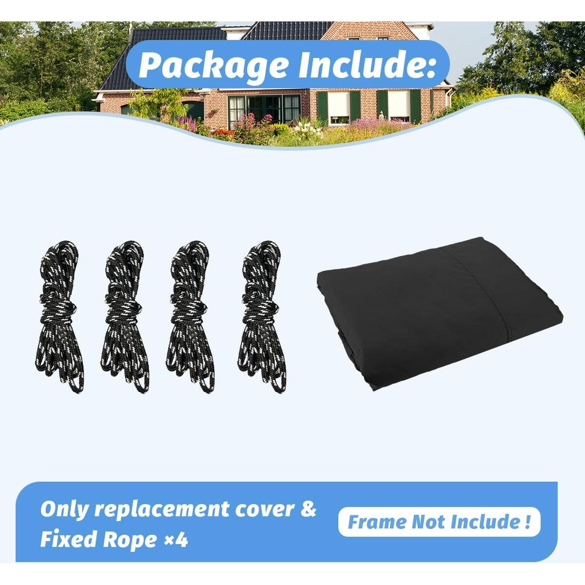 10x10 Canopy Replacement Top for Straight Leg, Pop-up Canopy Tent Replacement Cover, Waterproof Instant Canopy Top Cover with Rope for Garden, Picnic, Camping(Black)