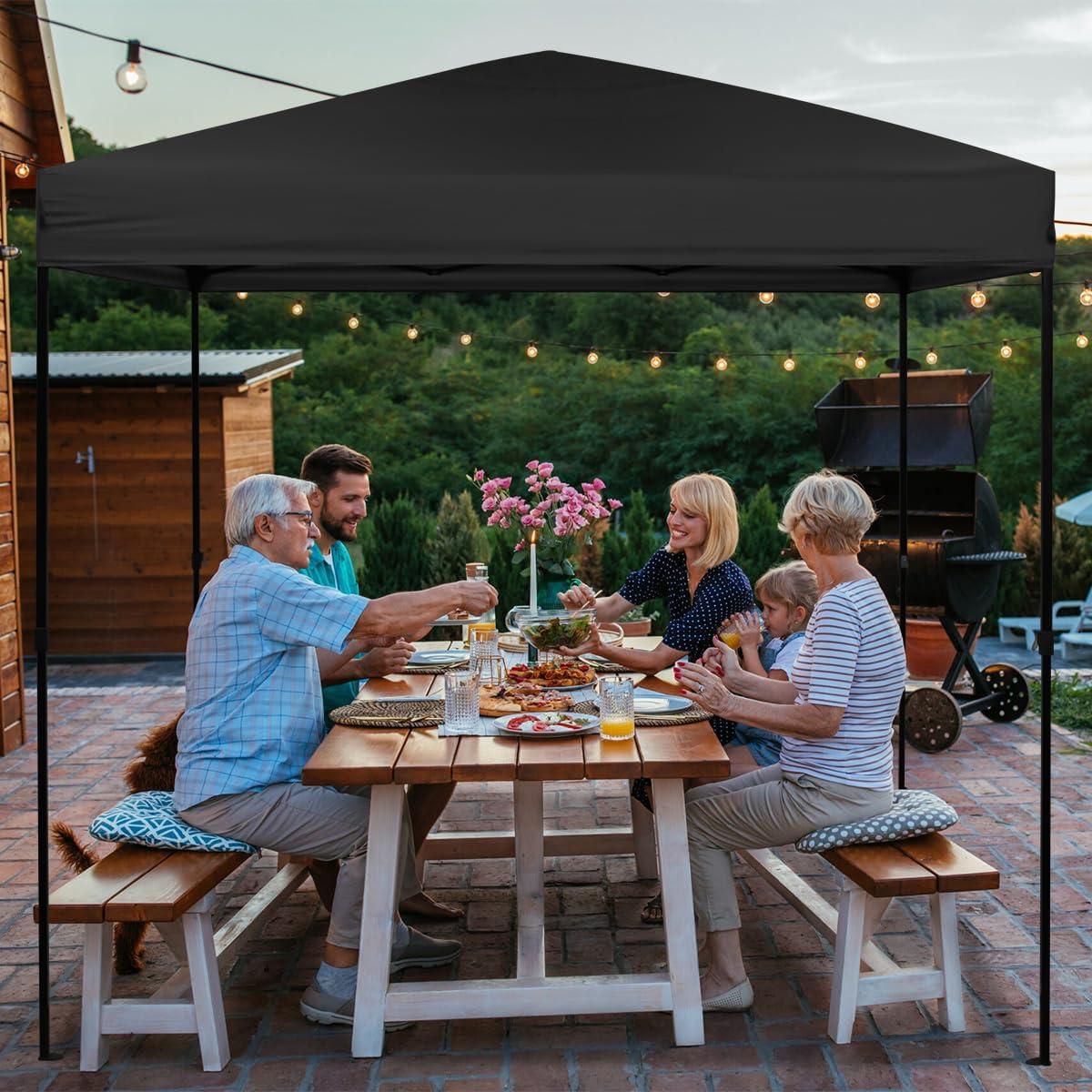 10x10 Canopy Replacement Top for Straight Leg, Pop-up Canopy Tent Replacement Cover, Waterproof Instant Canopy Top Cover with Rope for Garden, Picnic, Camping(Black)