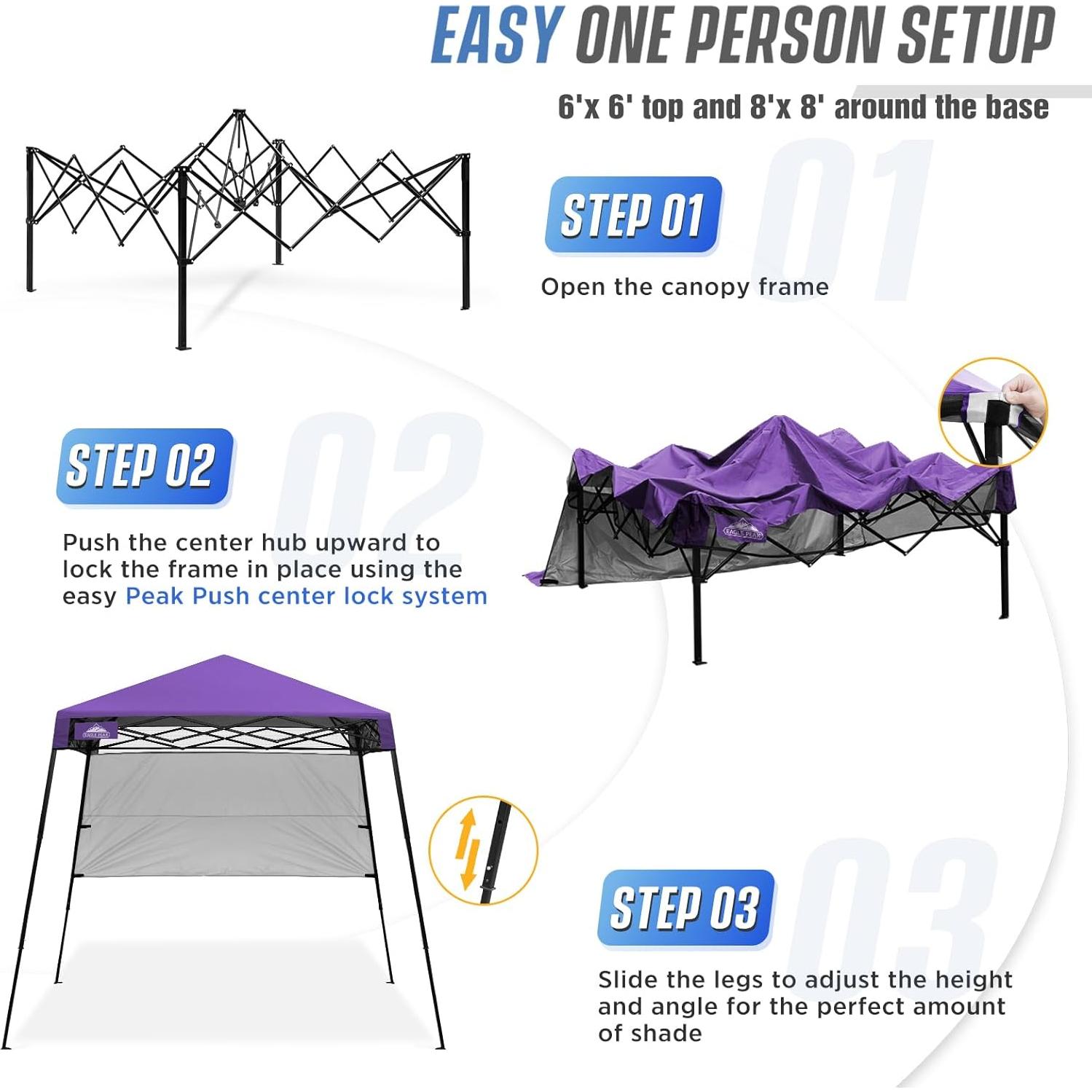 Tienda Plegable EAGLE PEAK 2.44x2.44m con Pared Lateral Púrpura