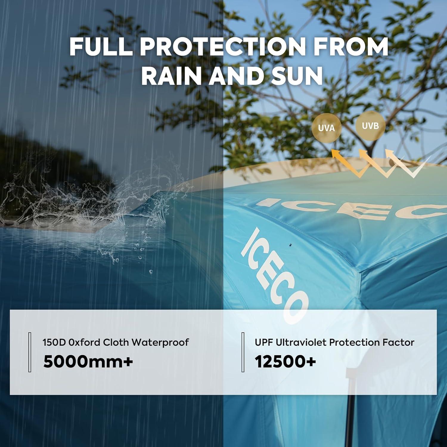 ICECO 10x10ft Canopy Tent - Easy Setup Pop Up Tent with UPF50+ Sun Shelter, Portable for Beach, Parties, Sporting Events, Camping & Outdoor Activities, Includes Carrying Bag (Fits 4-8 Persons)