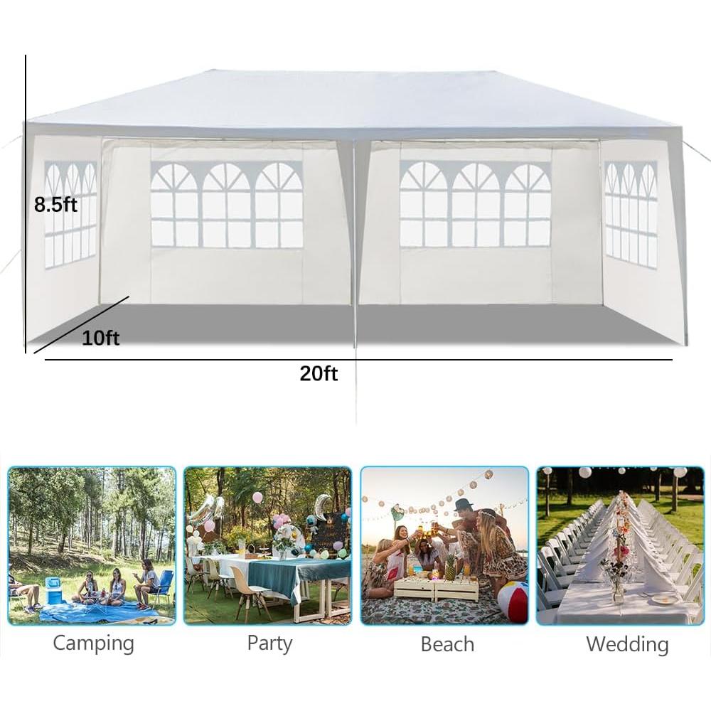 Carpa de Fiesta Exterior 6x3m Blanca con Paredes Removibles