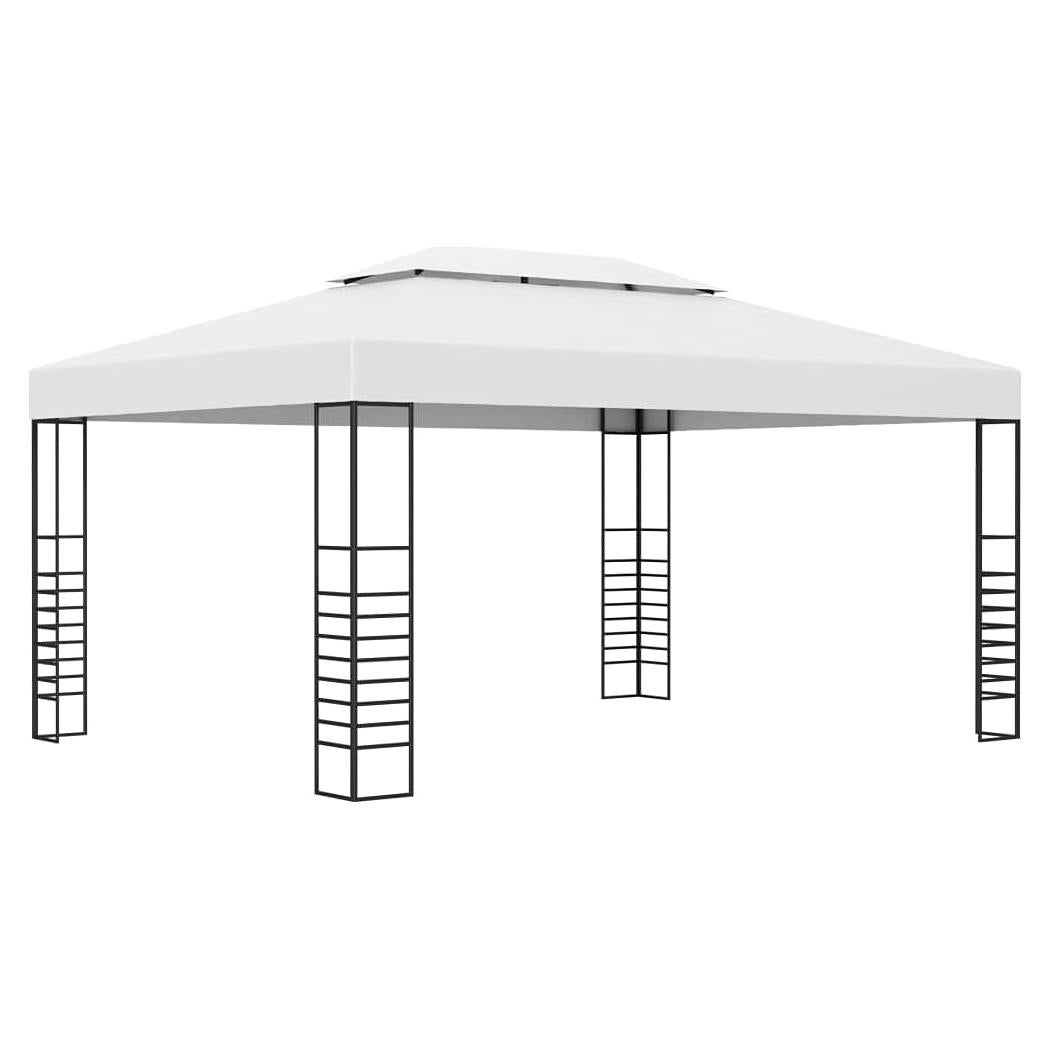 Garden Gazebo Powder-Coated Steel,Wedding Tents,Party Gazebo,Event Tent,Entertainment Gazebo,Picnic Gazebo,Terrace Gazebo,Outdoor Gazebo,for Picnic,Party,Beach,Wedding, 118.1"x157.4"x106.2" White