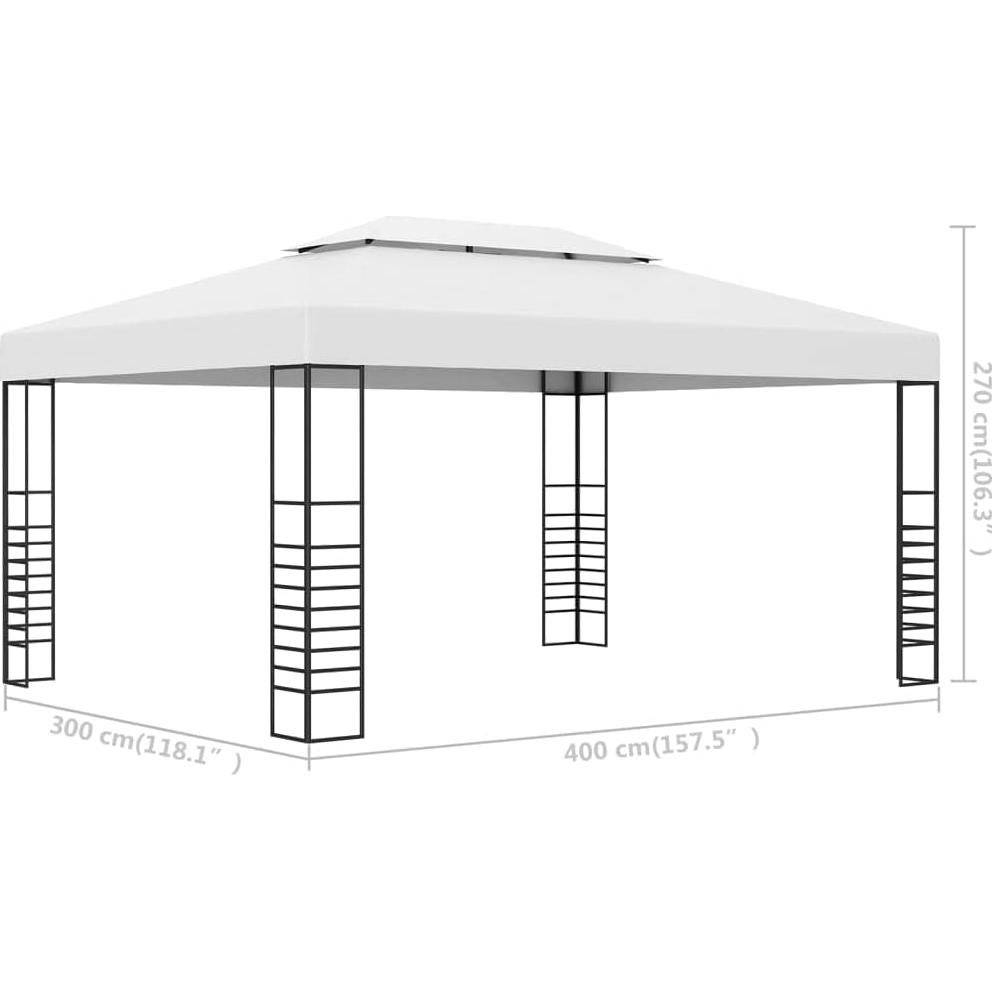 Garden Gazebo Powder-Coated Steel,Wedding Tents,Party Gazebo,Event Tent,Entertainment Gazebo,Picnic Gazebo,Terrace Gazebo,Outdoor Gazebo,for Picnic,Party,Beach,Wedding, 118.1"x157.4"x106.2" White