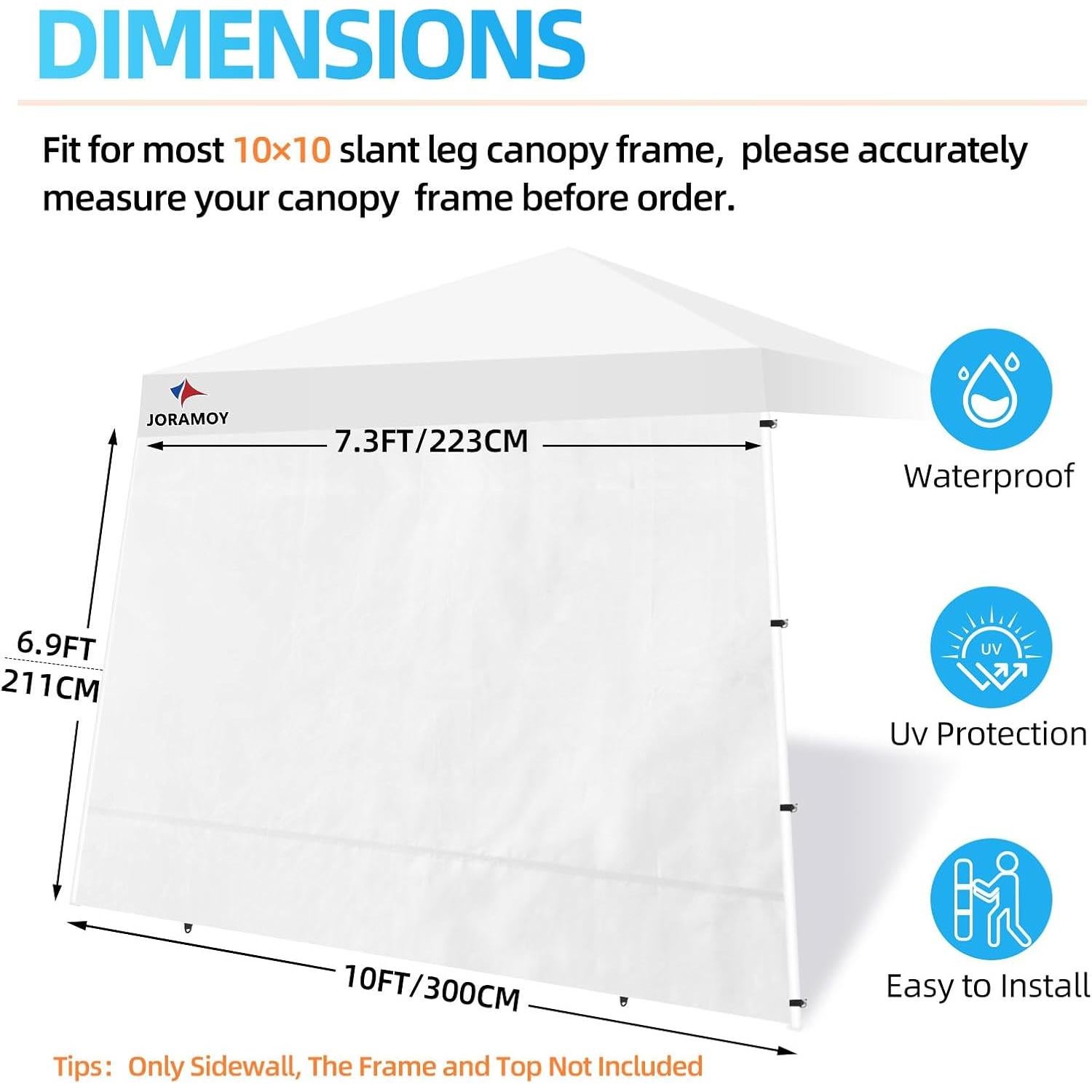 Pared Lateral de Carpa Plegable Joramoy 10x10 Pies Blanca