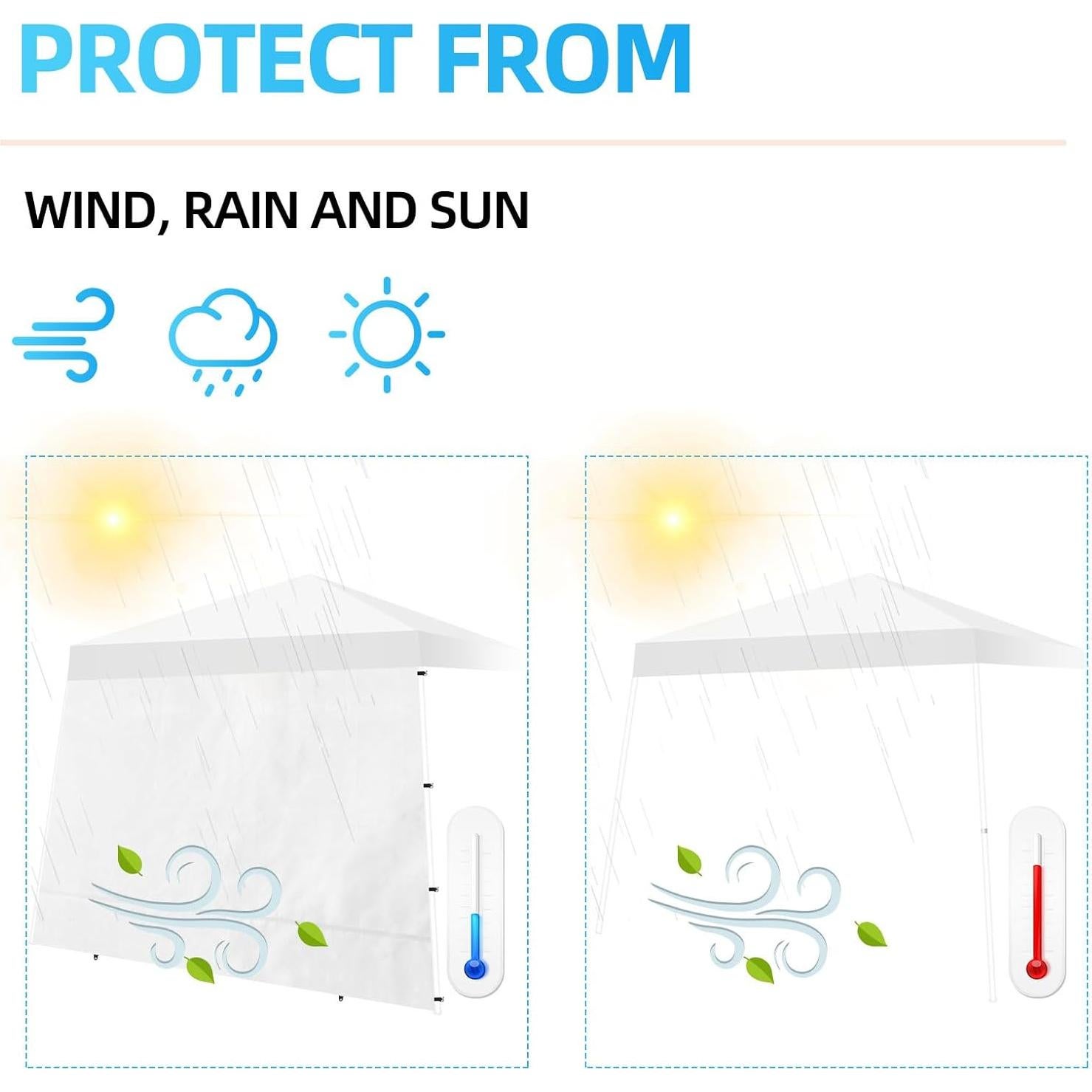Pared Lateral de Carpa Plegable Joramoy 10x10 Pies Blanca